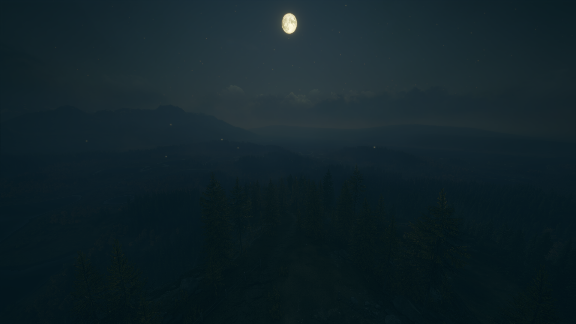 Dark Forest Moon Night Mountains TheHunter Call Of The Wild 1920x1080