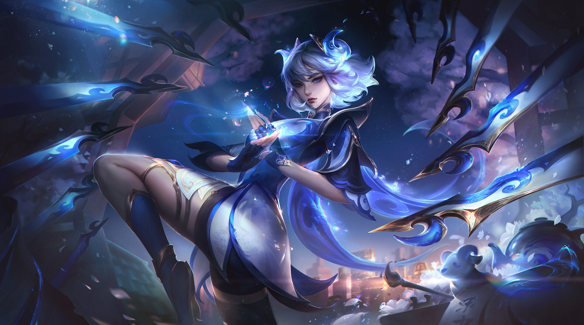 Alsie Lau Drawing Irelia League Of Legends Blue Fantasy Art Women Digital Art 1920x1070