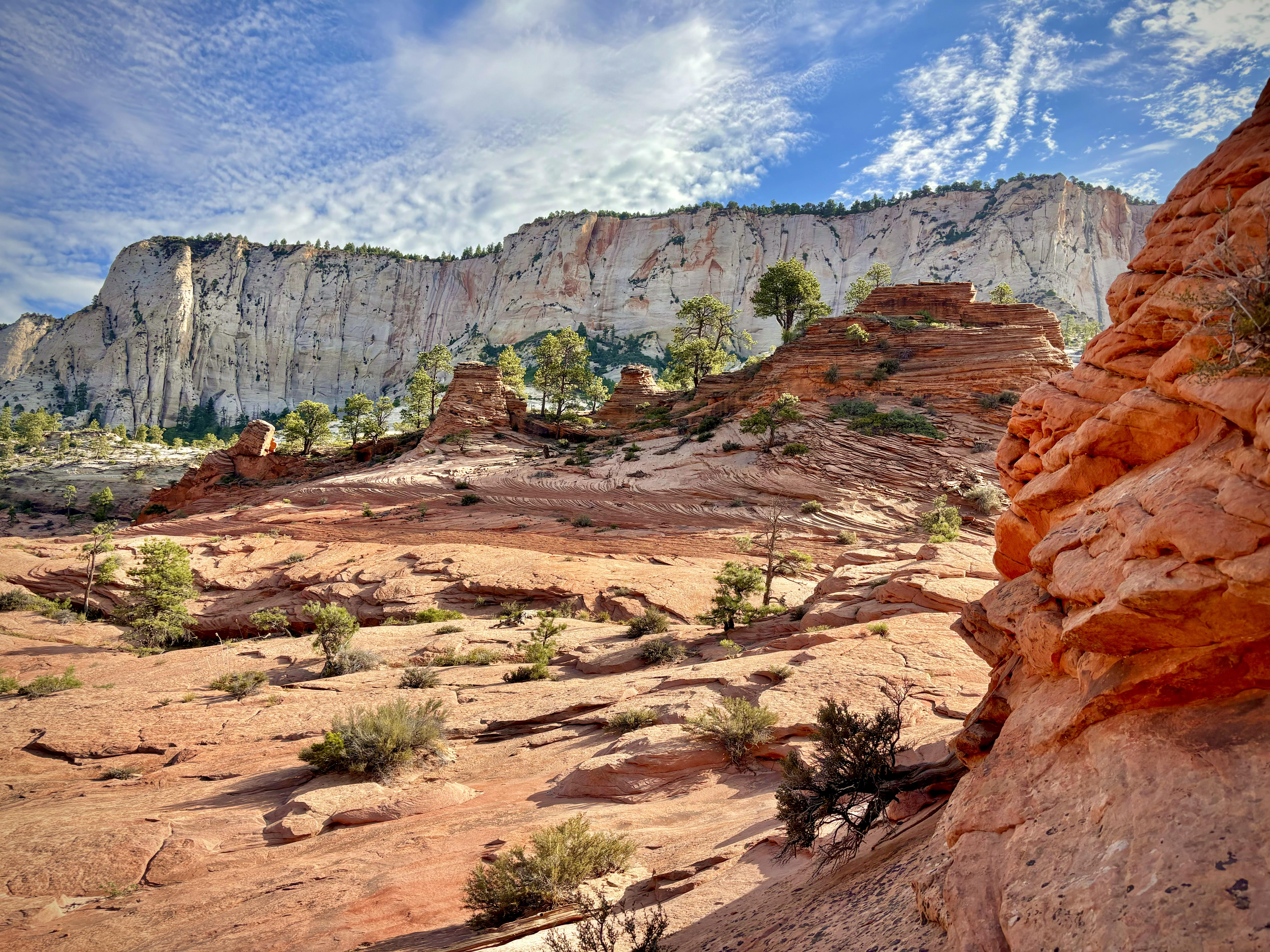 Clouds Rocks Nature Trees Shrubs Utah Zion National Park USA North America Cliff Landscape 5712x4284