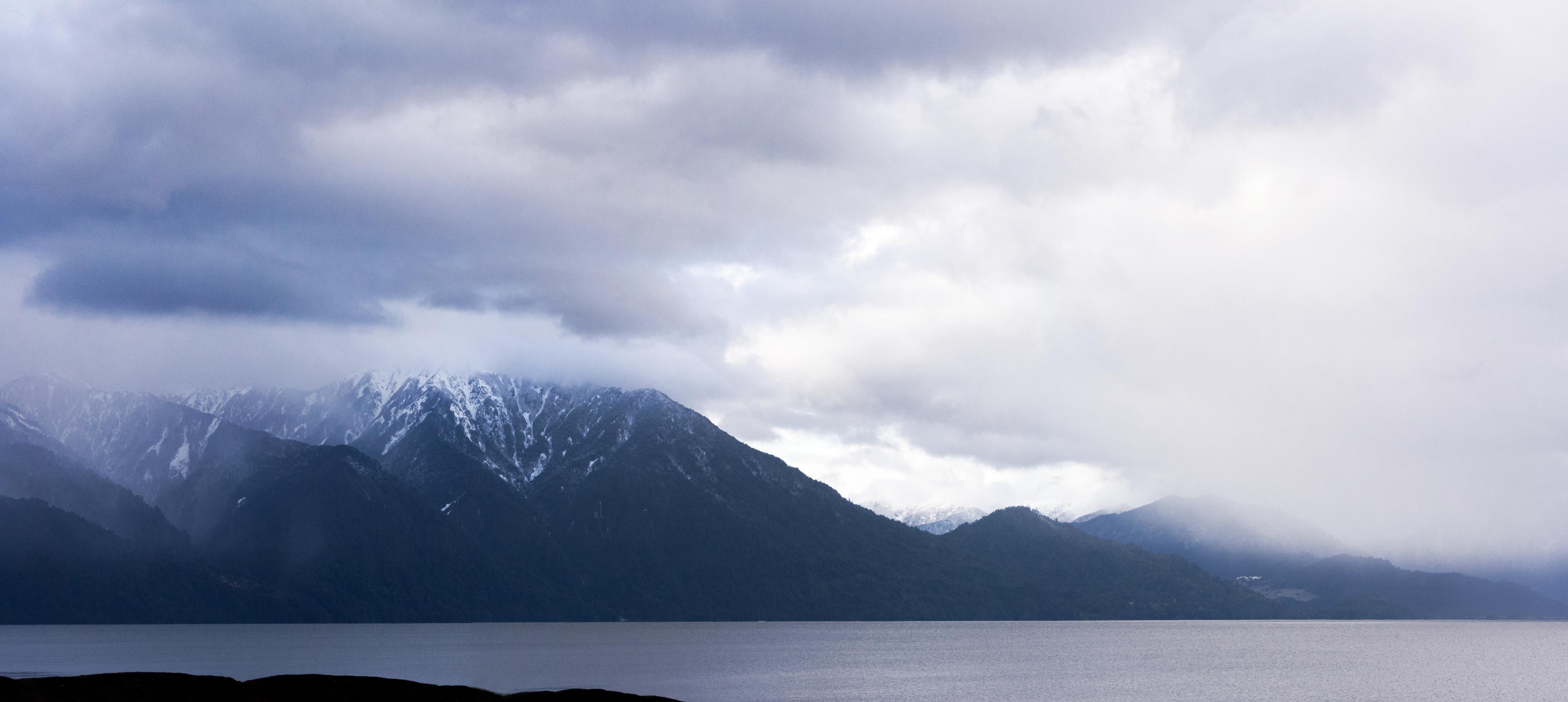 Clouds Lake Chile South America Nature Landscape Mountains Snow 5058x2265