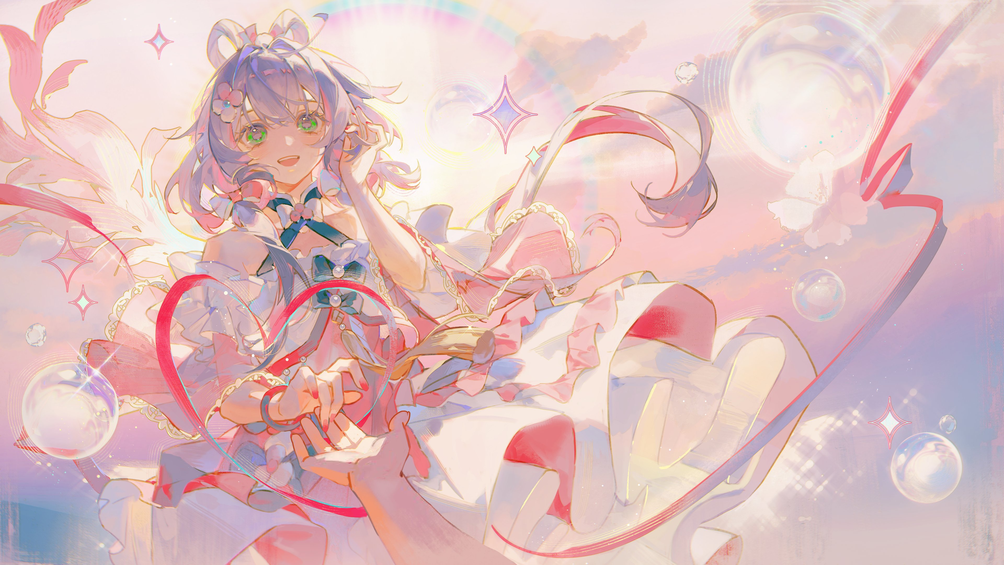 Anime Girls Green Eyes Pink Artist Pink Hair Luo Tianyi Vocaloid 3840x2160