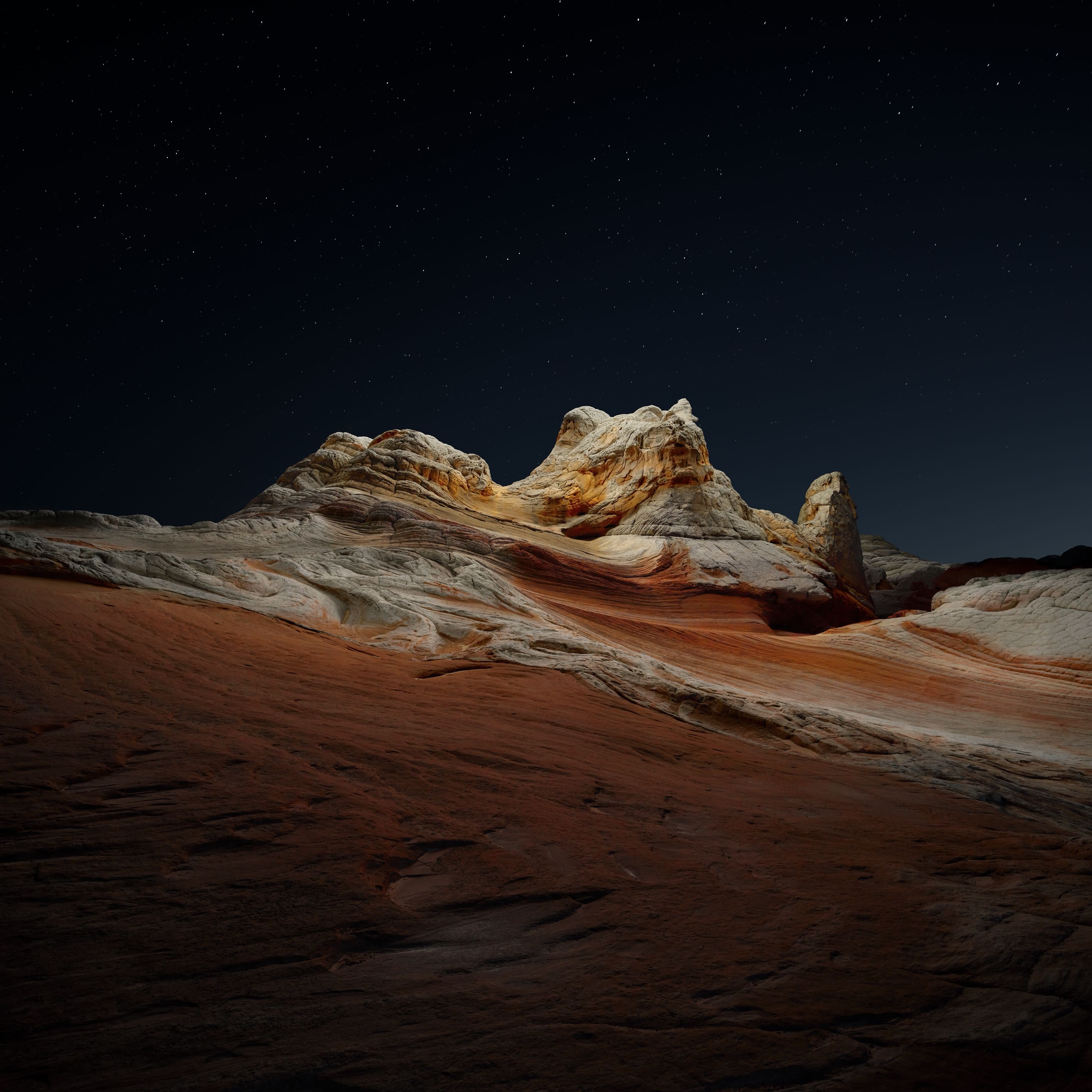 Nature Landscape Night Lights Sky Stars Clear Sky Rock Formation Big Sur California USA Low Light 3072x3072