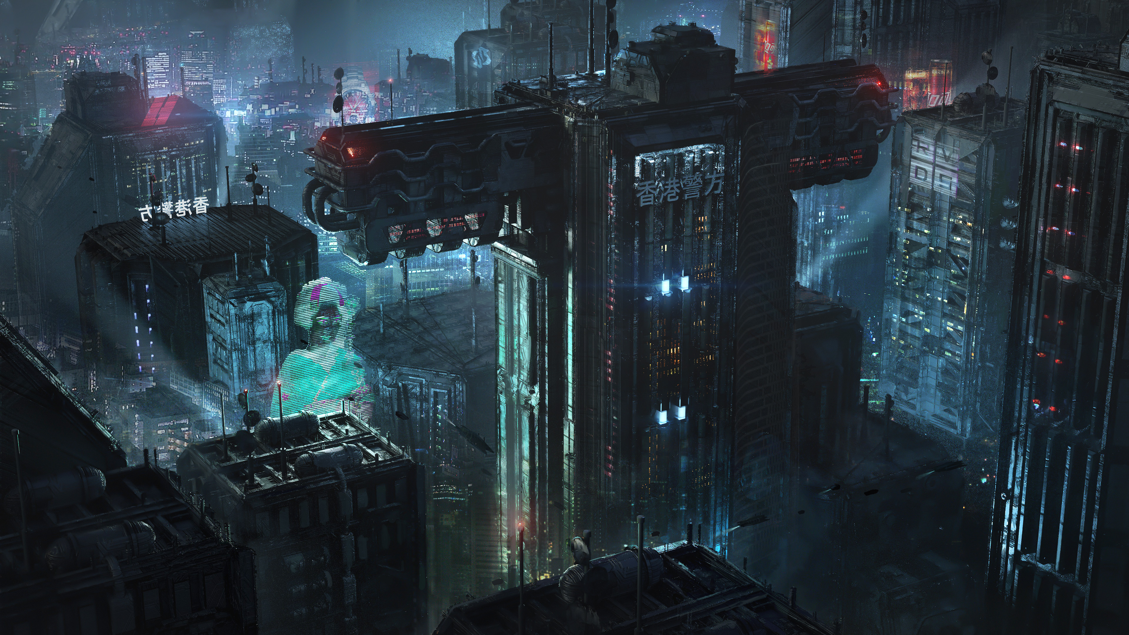 Artwork Digital Art Concept Art Science Fiction Fantasy Art Building Lights Night Cyberpunk Cyber Ci 3840x2160