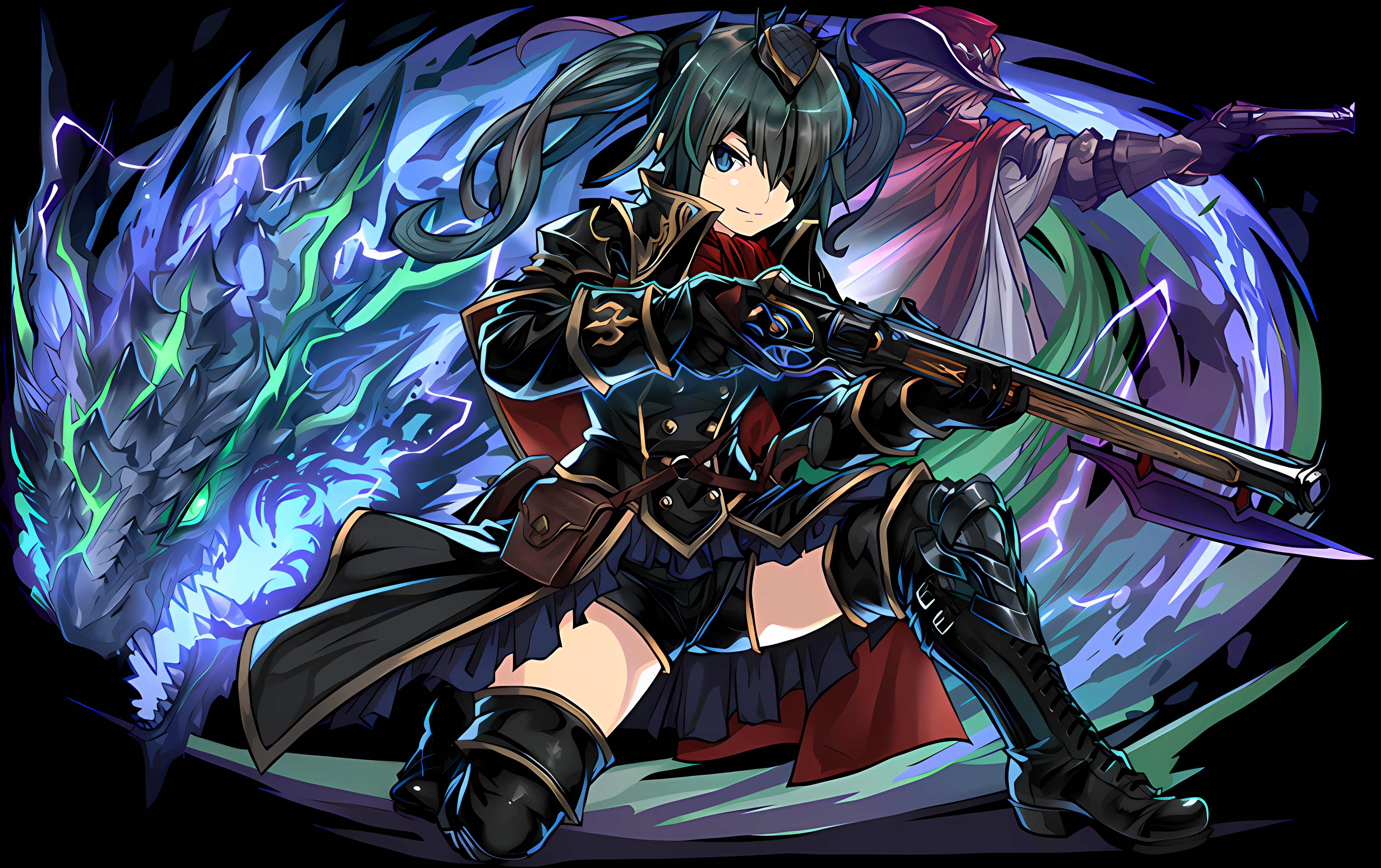 Puzzle And Dragons Dragon Green Hair 4880x3068