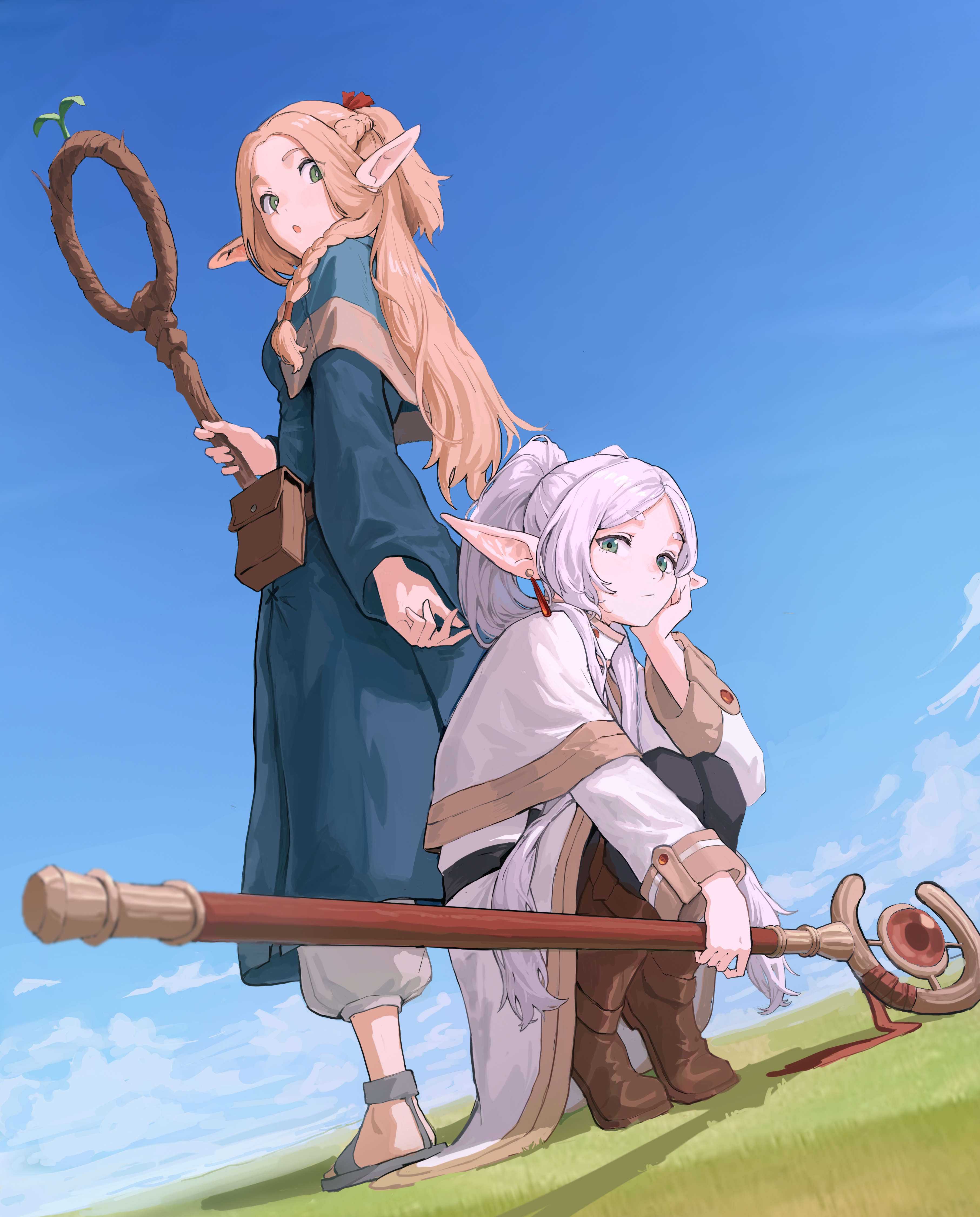 Delicious In Dungeon Elves Sousou No Frieren Staff Marcille Donato Frieren Anime Girls Back To Back  3626x4503