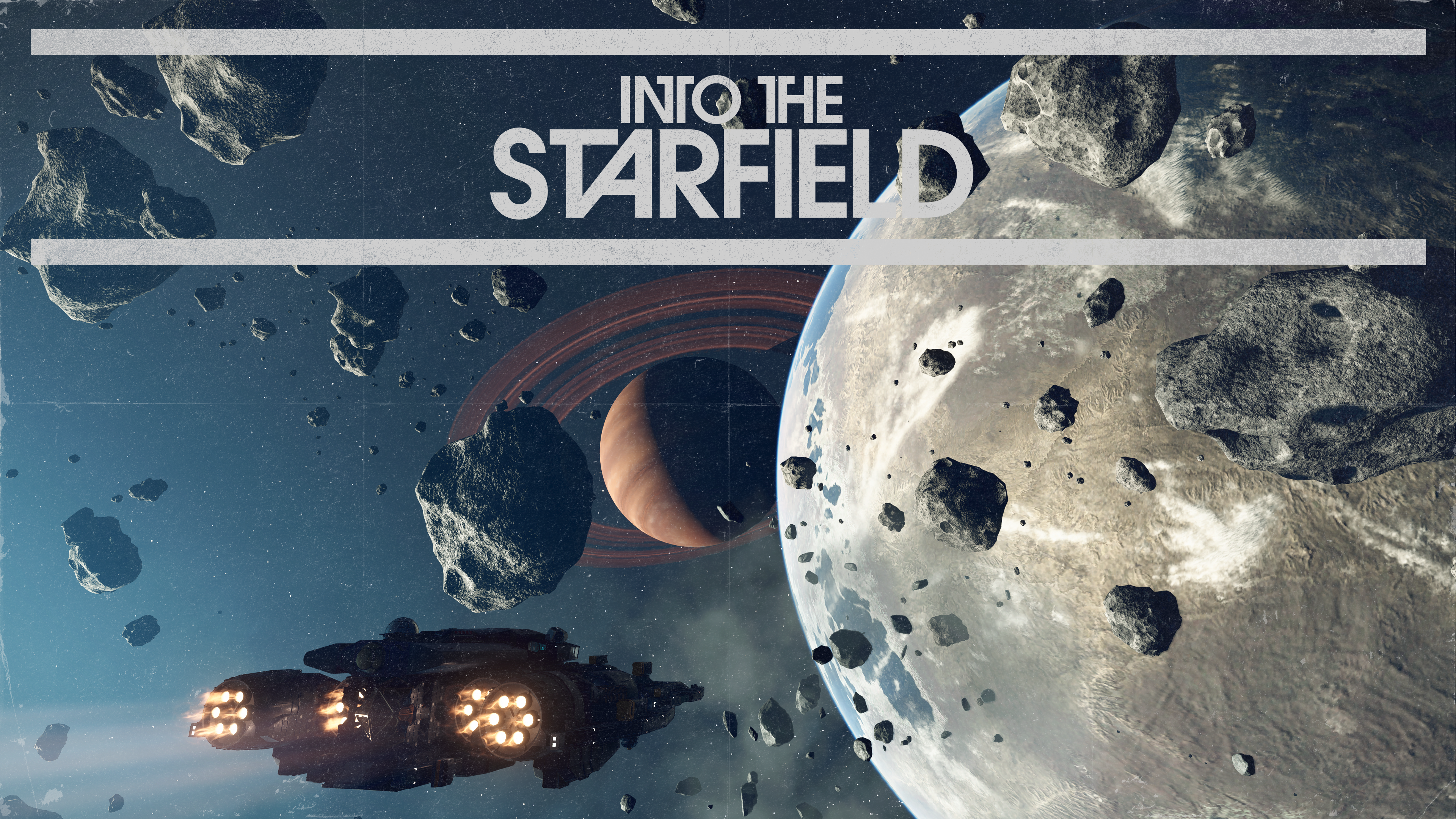 Starfield Video Game Video Games Ship Spaceship Asteroid Planet Rings Xbox Xbox Series X Bethesda So 3840x2160