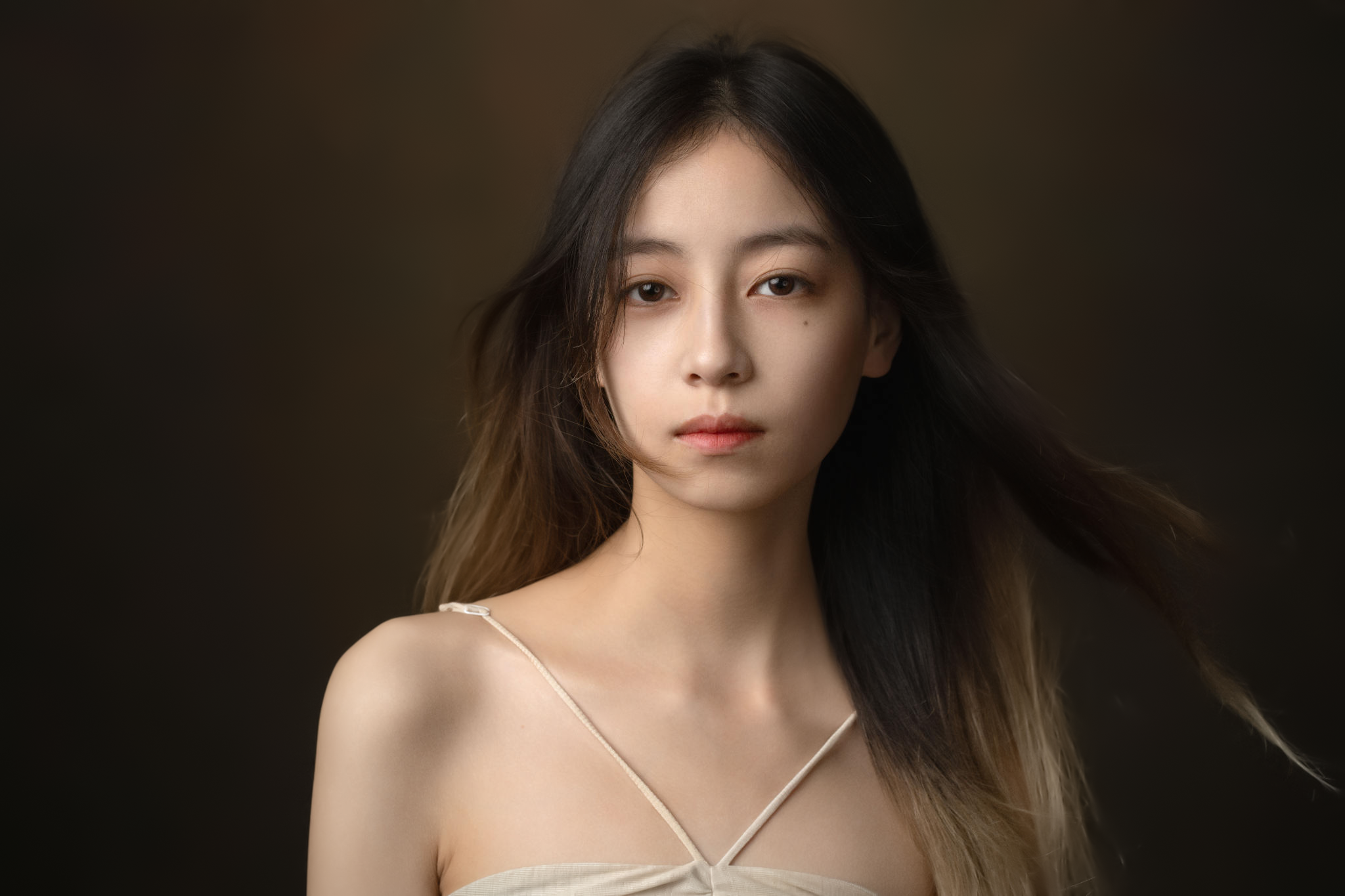 Lee Hu Women Asian Portrait Brunette Simple Background 2048x1365