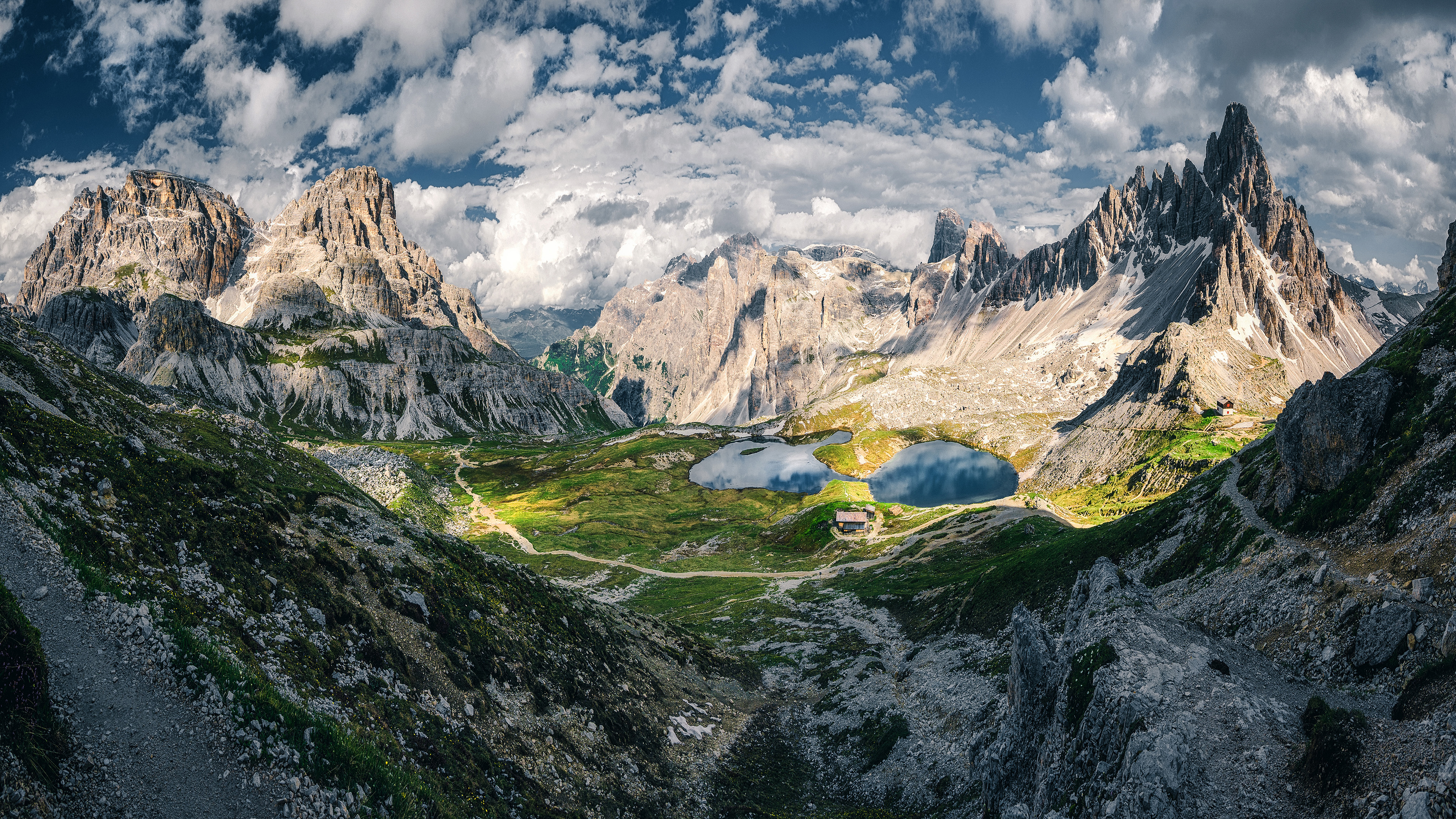 Photography Landscape Nature Mountains Clouds Lake Peak Dolomites 4K Sky 3840x2160