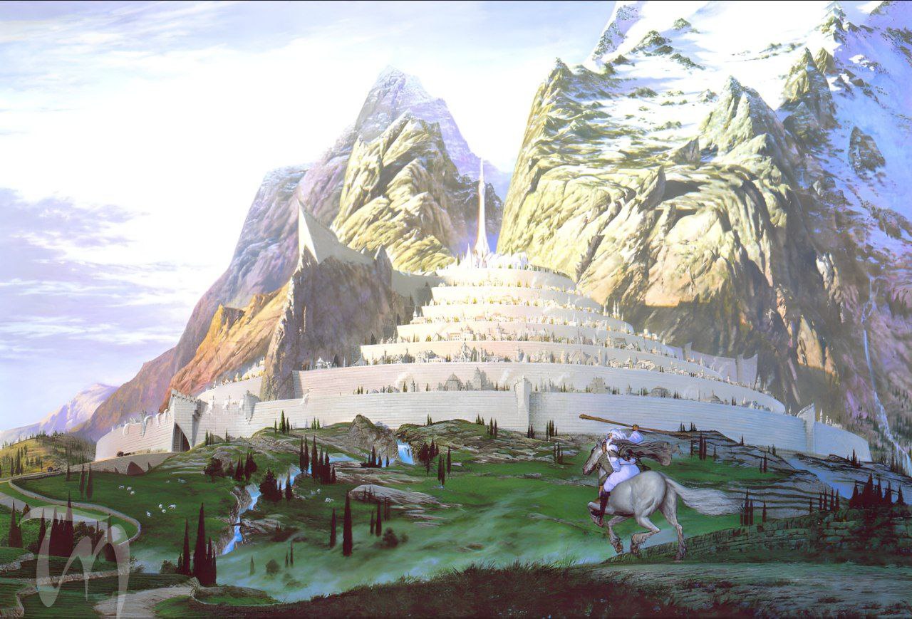 Fantasy Art Fantasy Castle The Lord Of The Rings The Hobbit Gandalf Horse Minas Tirith Wizard J R R  1280x869