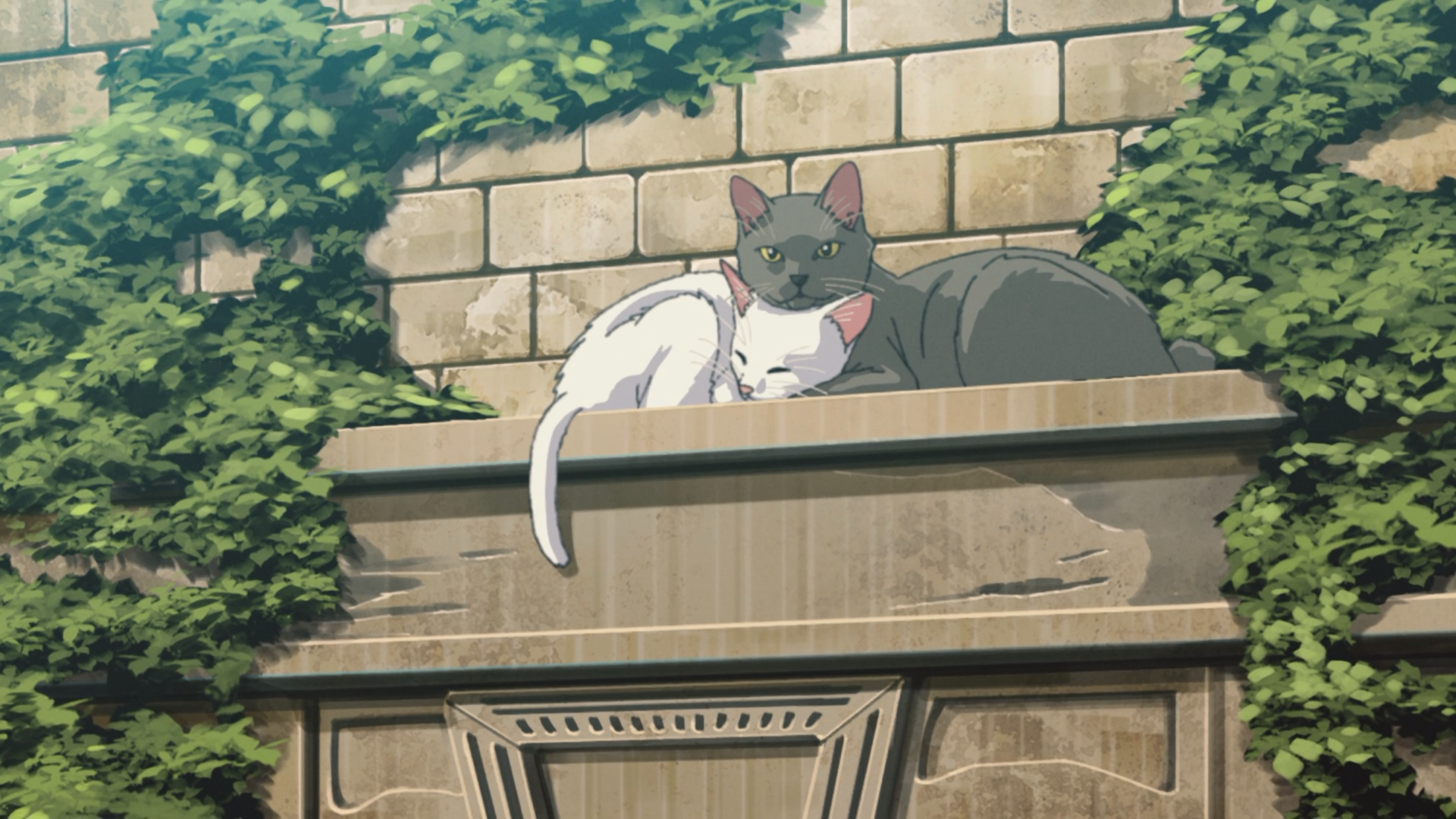 Summer Cats Anime Mushoku Tensei Afternoon Screen Shot Vines Bricks 1920x1080