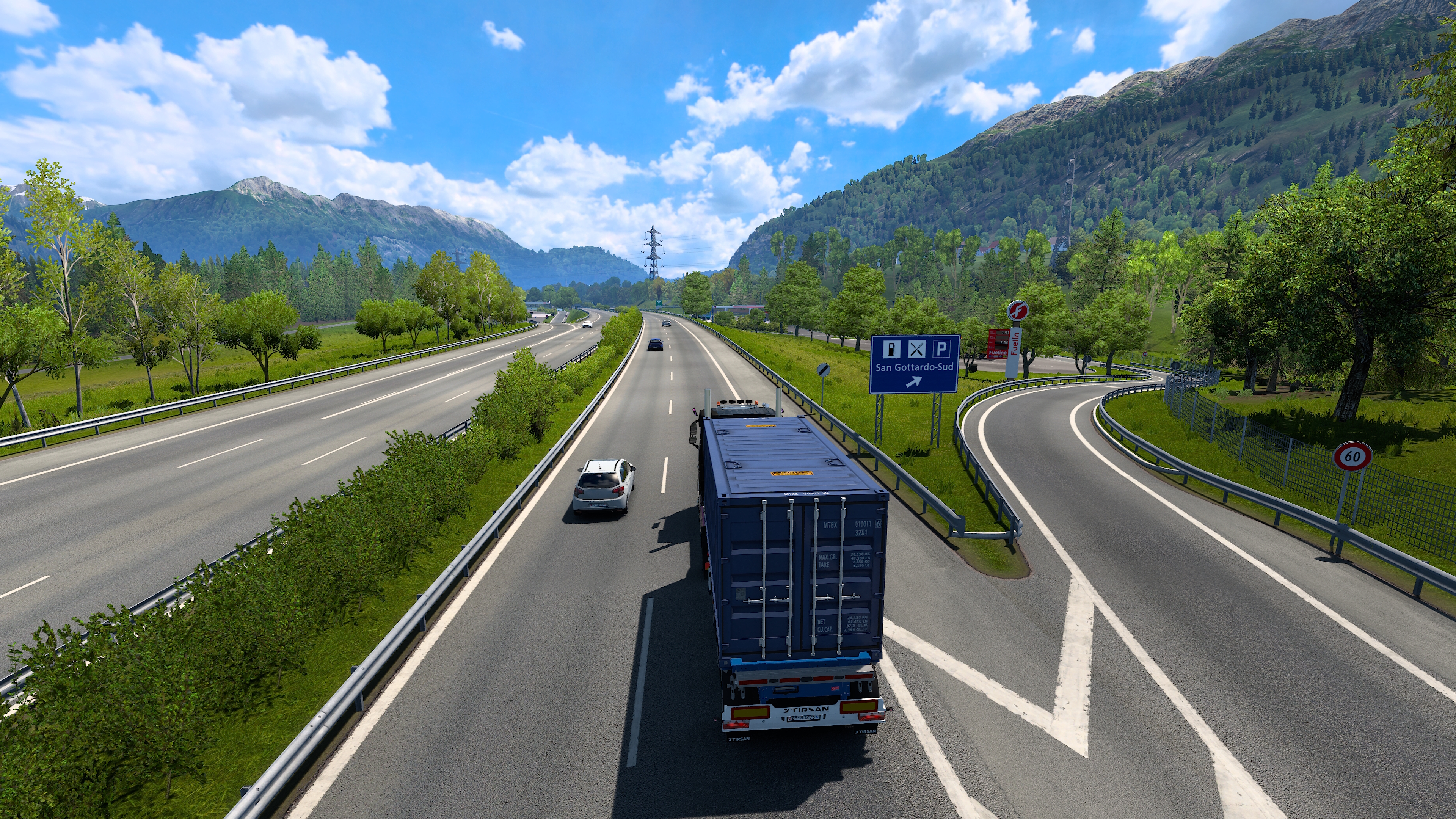 Euro Truck Simulator 2 SCS Software Volvo Truck CGi Sky Clouds Vehicle Road Switzerland Digital Art  3840x2160