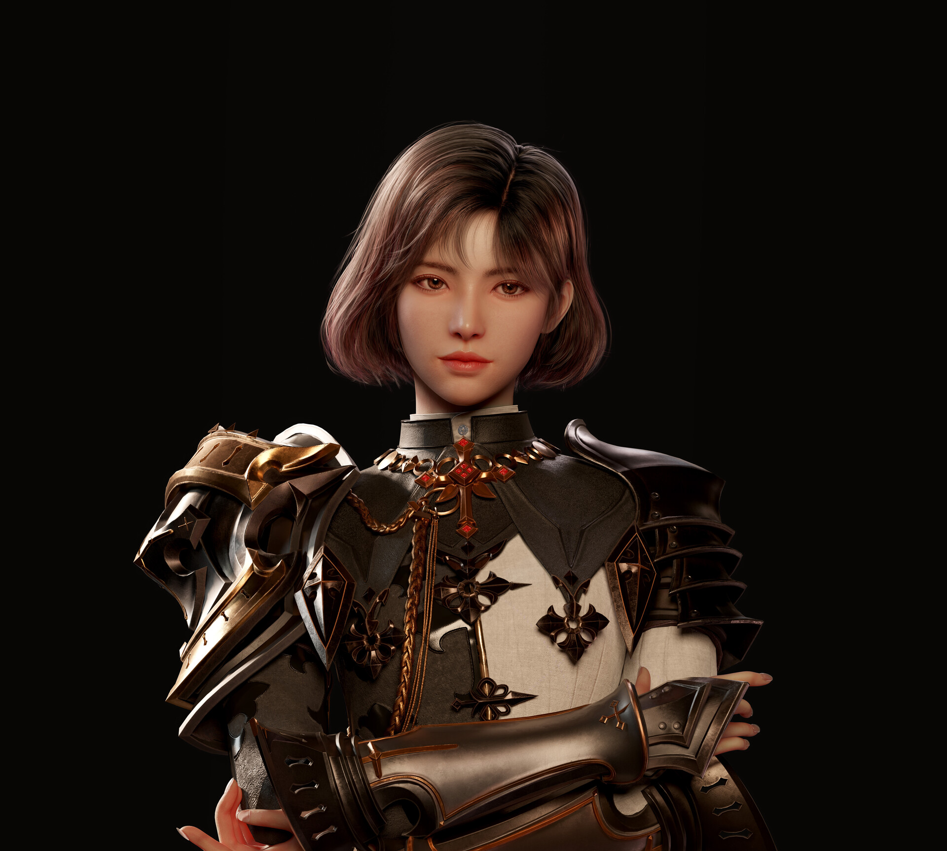 Jo Jehyun CGi Women Short Hair Priest Simple Background 1920x1727
