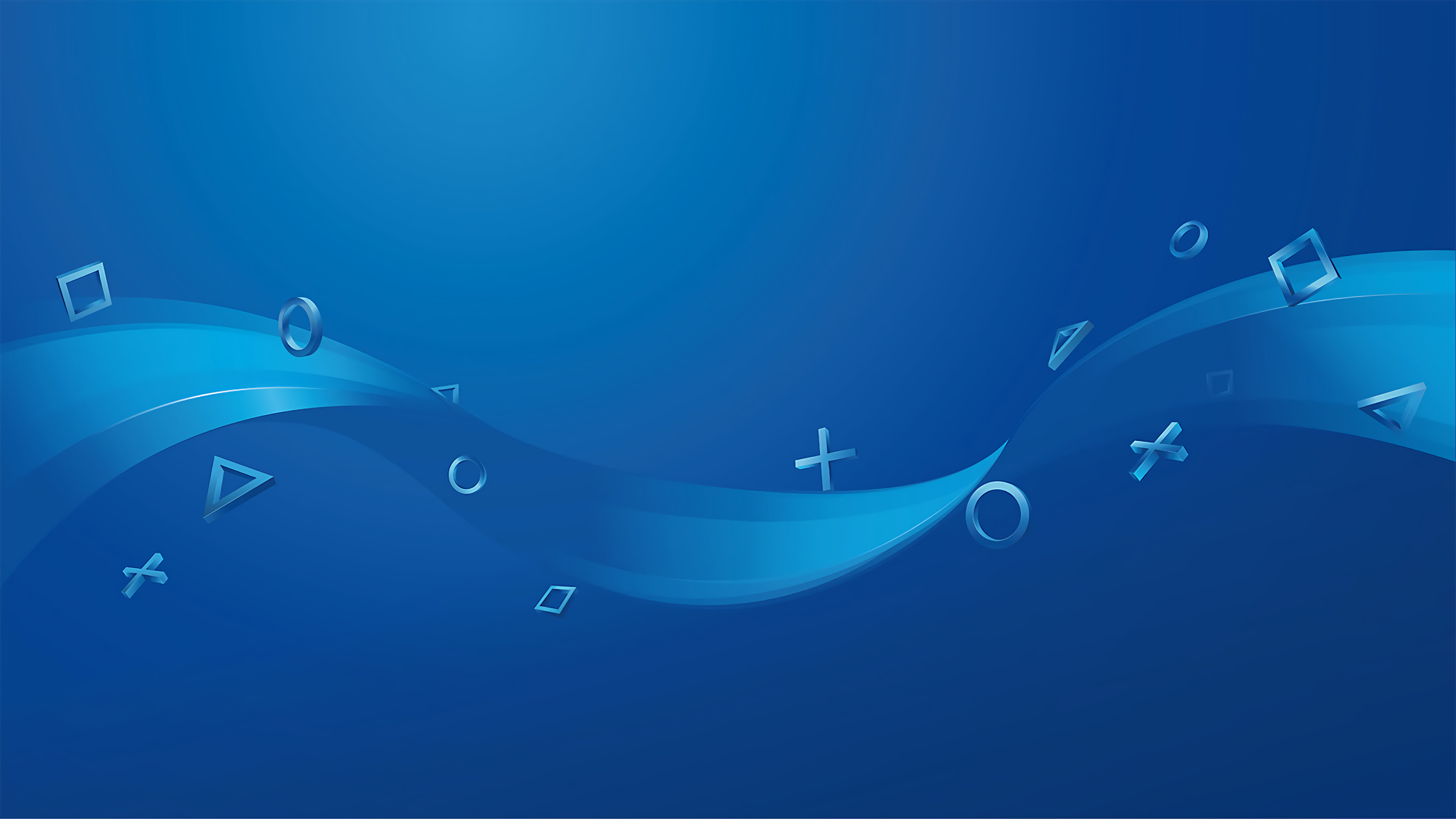 PlayStation Blue Waves Abstract Square Circle Triangle 3840x2160