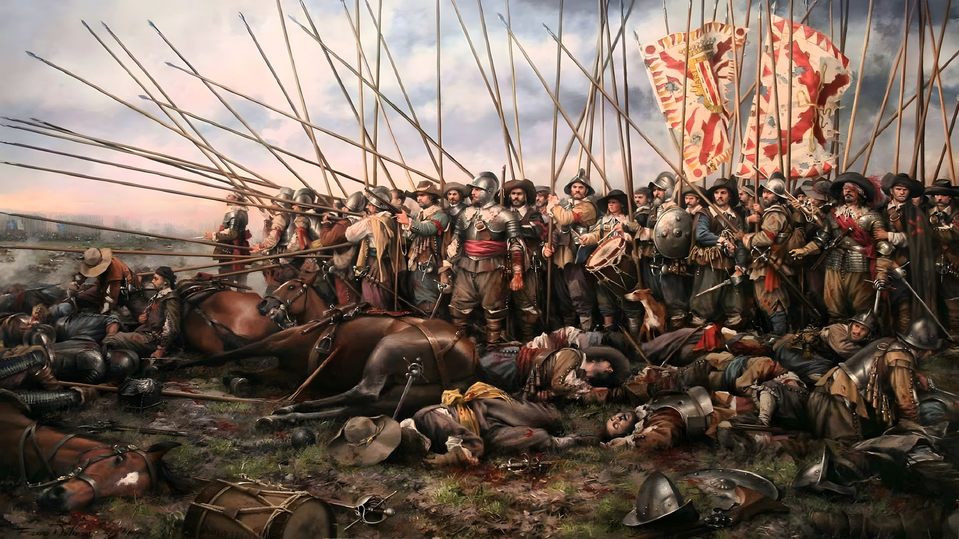 Artwork Medieval War Civil War Flag Spear Upscaled 1920x1080