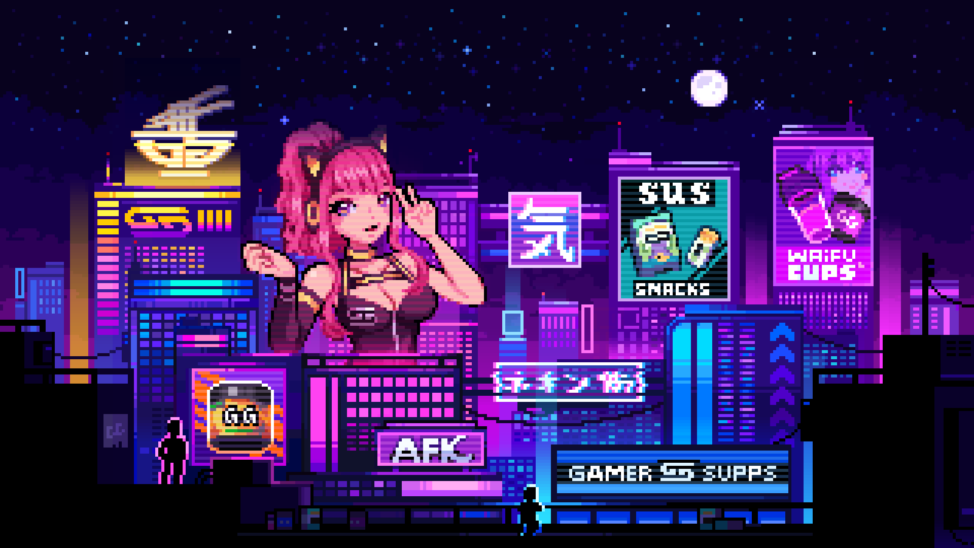 Anime Pixel Art 16 Bit 1920x1080