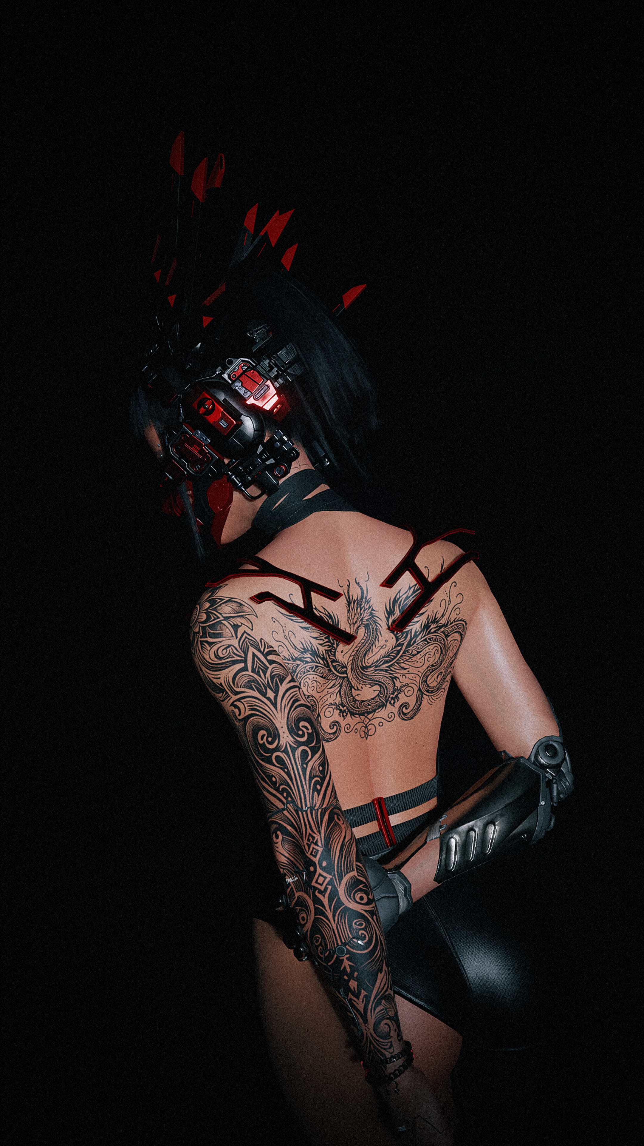 Cyberpunk 2077 CD Projekt RED Video Games Tattoo Video Game Characters CGi Rear View 2160x3840