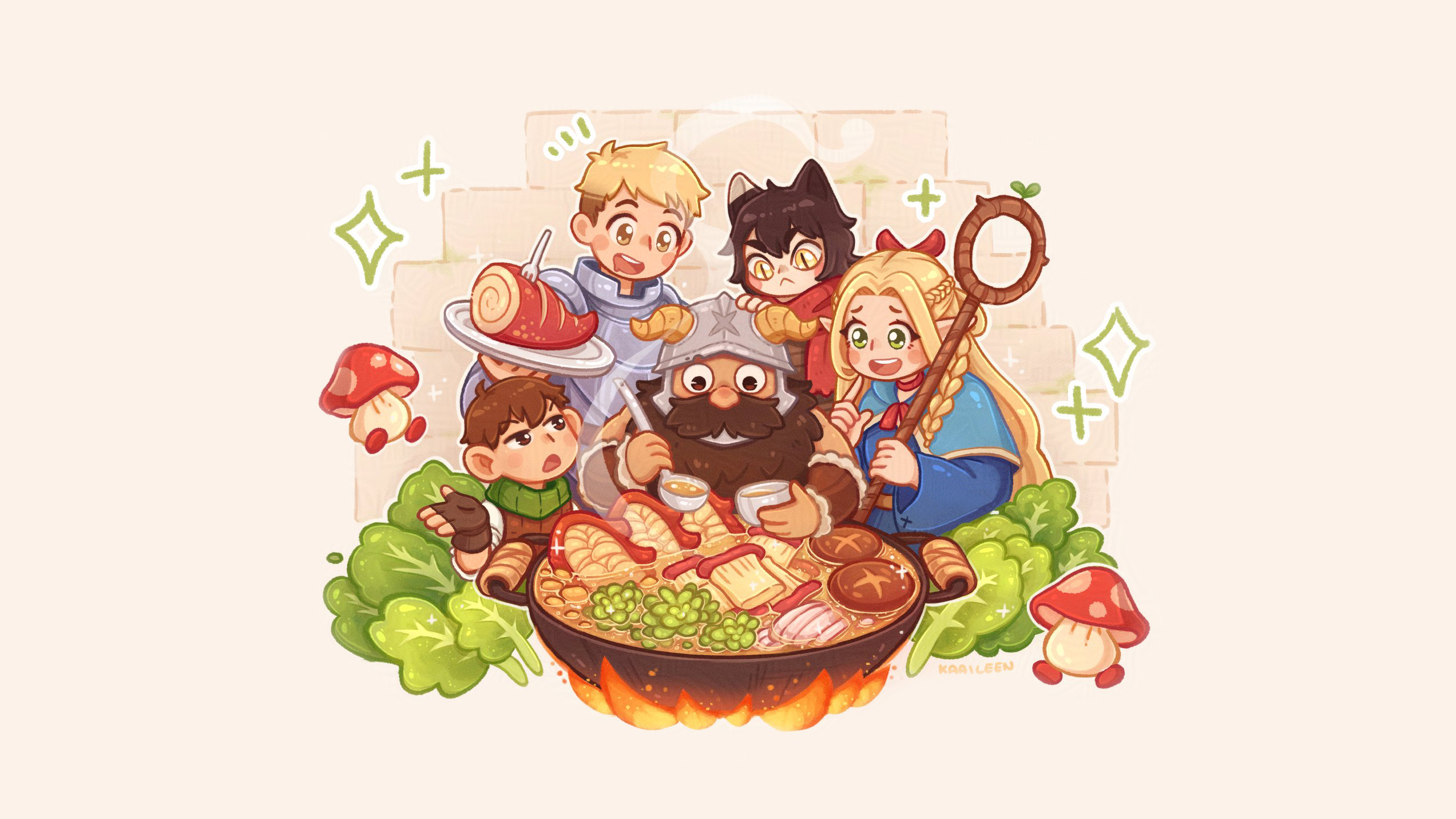 Delicious In Dungeon Chilchuck Tims Laios Thorden Marcille Donato Senshi Delicious In Dungeon Izutsu 2560x1440