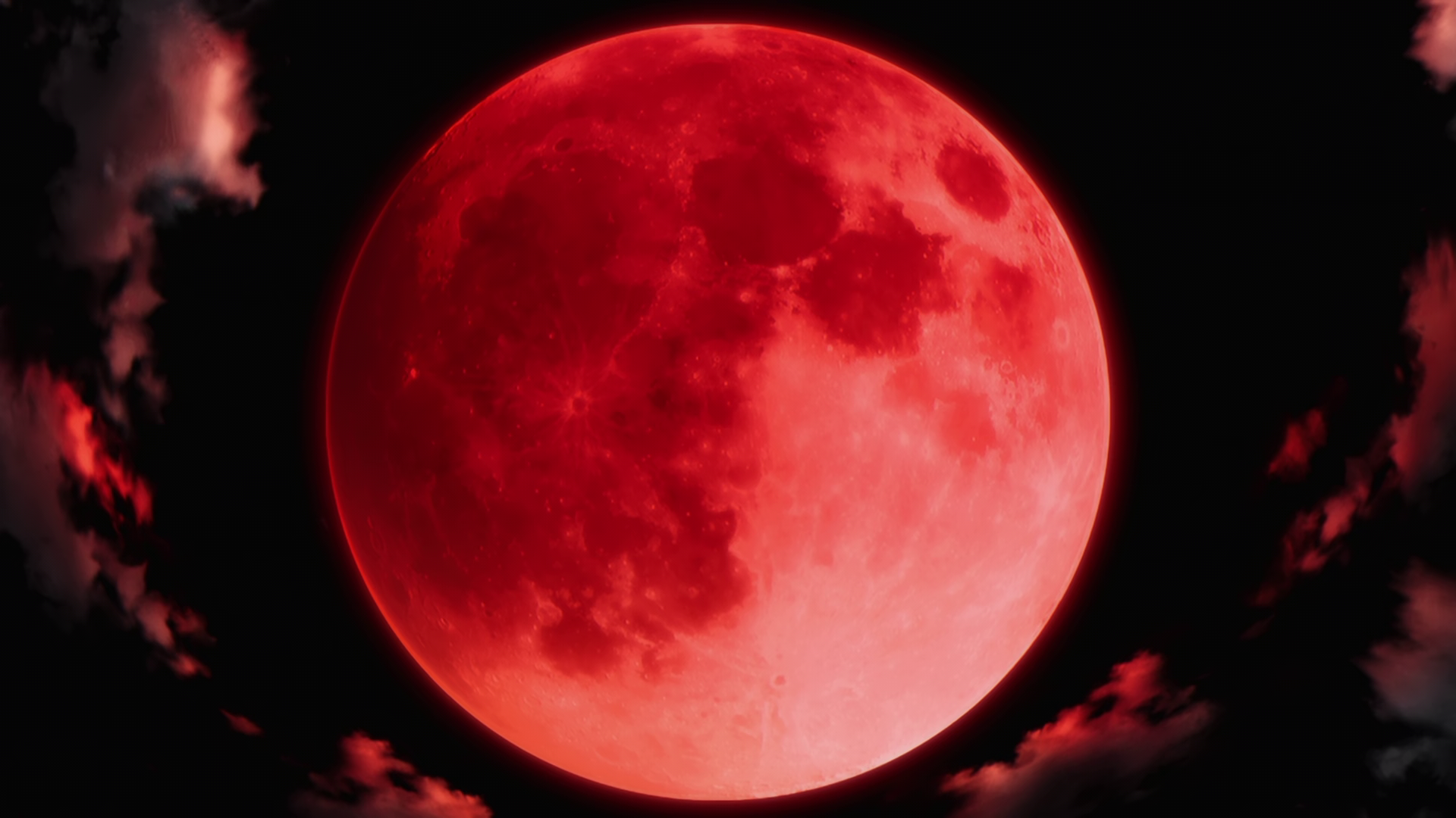 Anime Screenshot The Eminence In Shadow Night Sky Clouds Red Moom Moon Blood Moon Full Moon 1920x1080