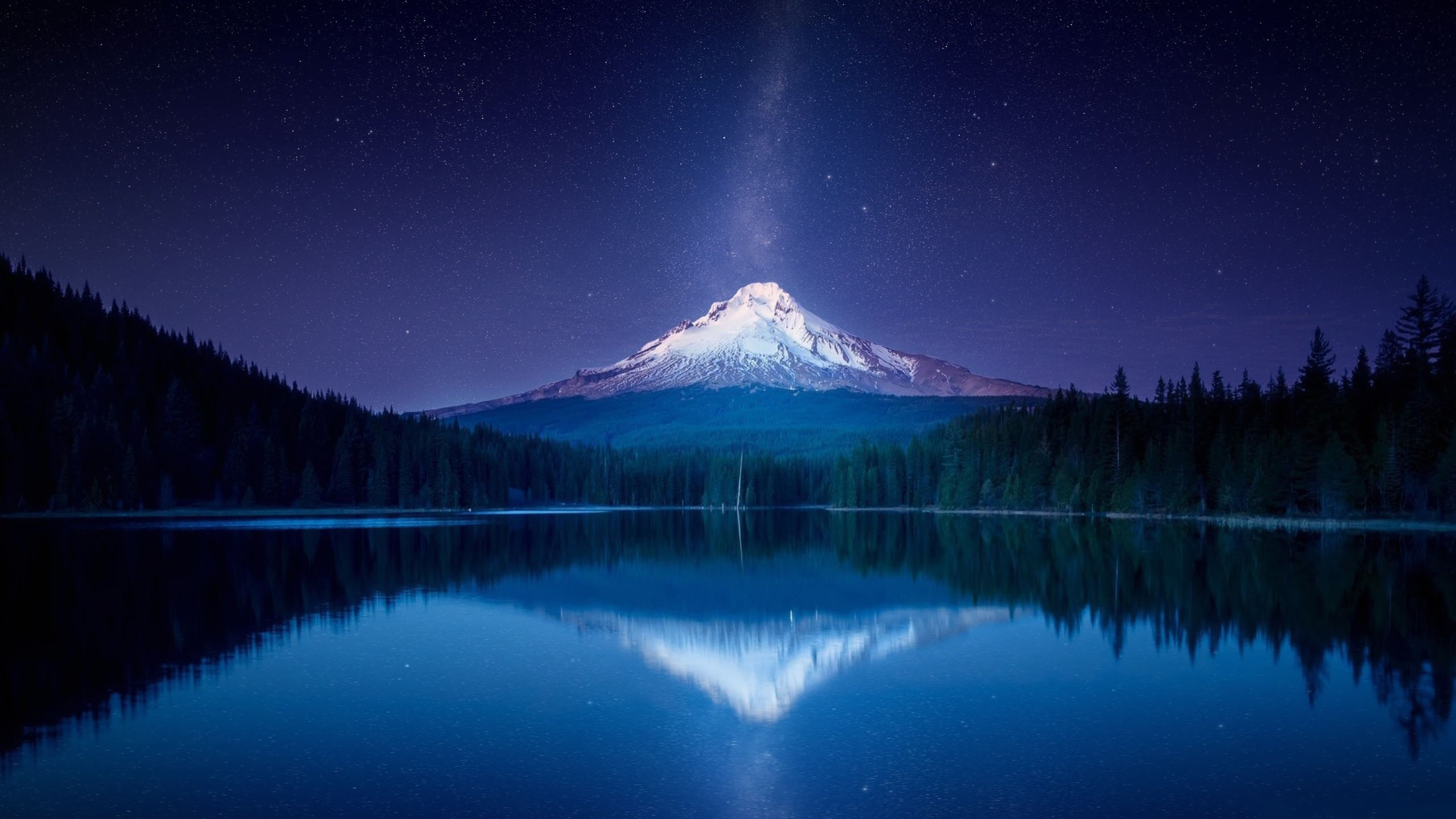 Mountains Stars Milky Way Lake Reflection Nature 2560x1440