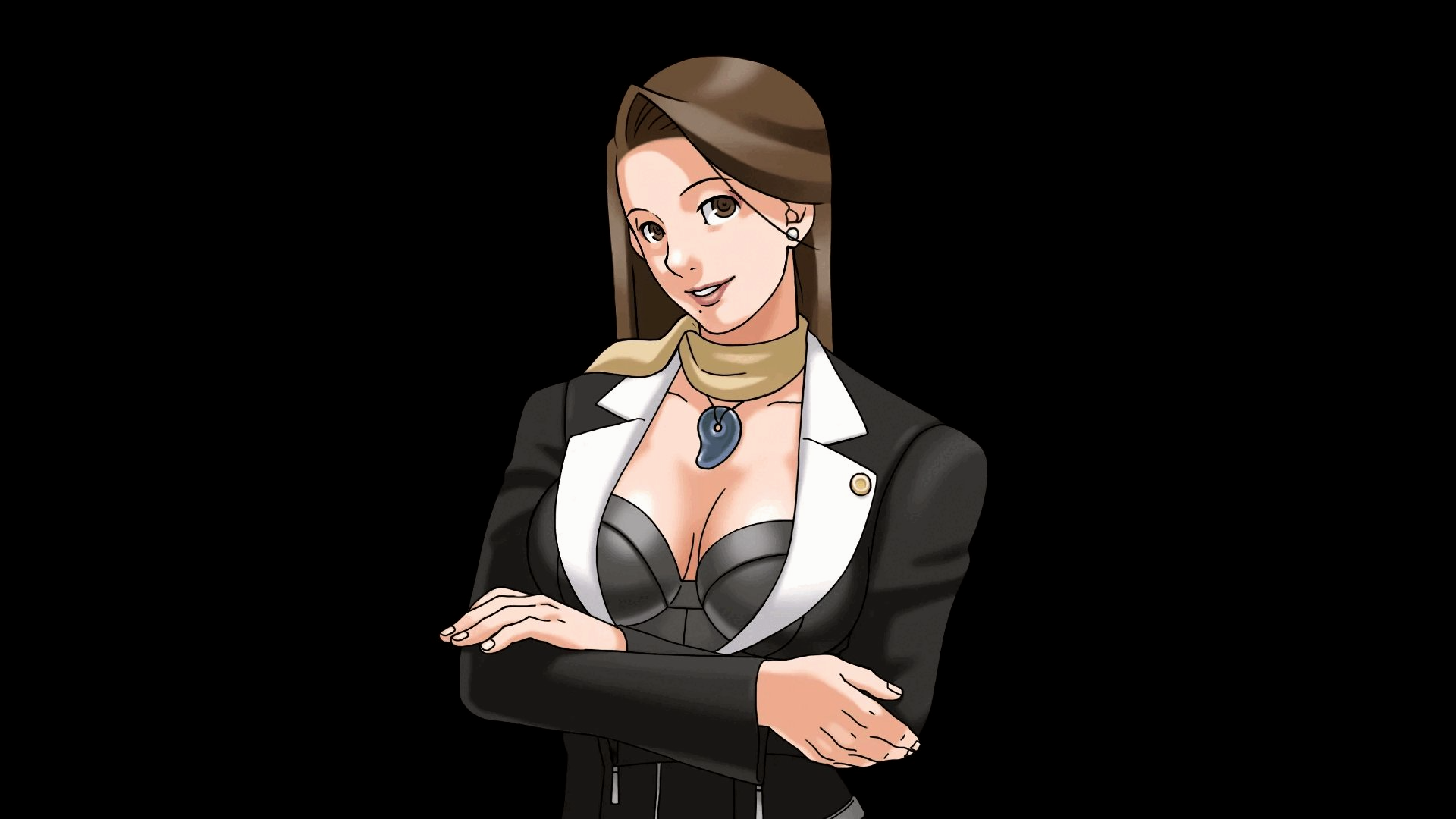 Video Games Video Game Girls Black Background Simple Background Ace Attorney Mia Fey Capcom Necklace 1920x1080