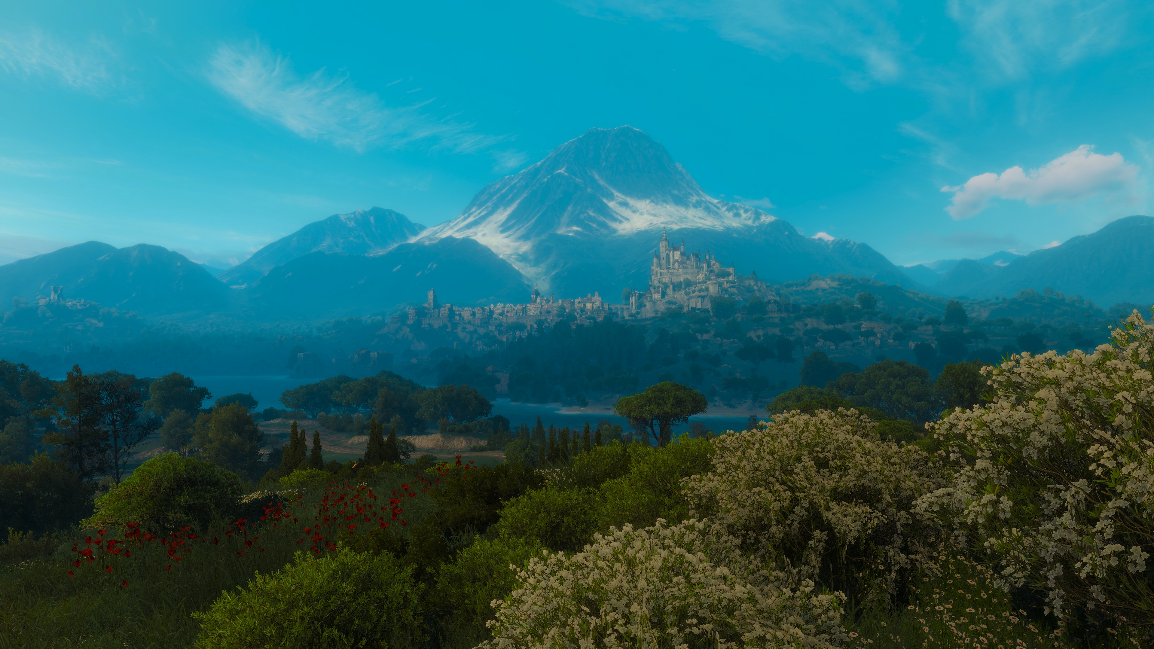 The Witcher 3 Wild Hunt Screen Shot PC Gaming Tussent Mountains Landscape The Witcher 3 Wild Hunt Bl 3840x2160
