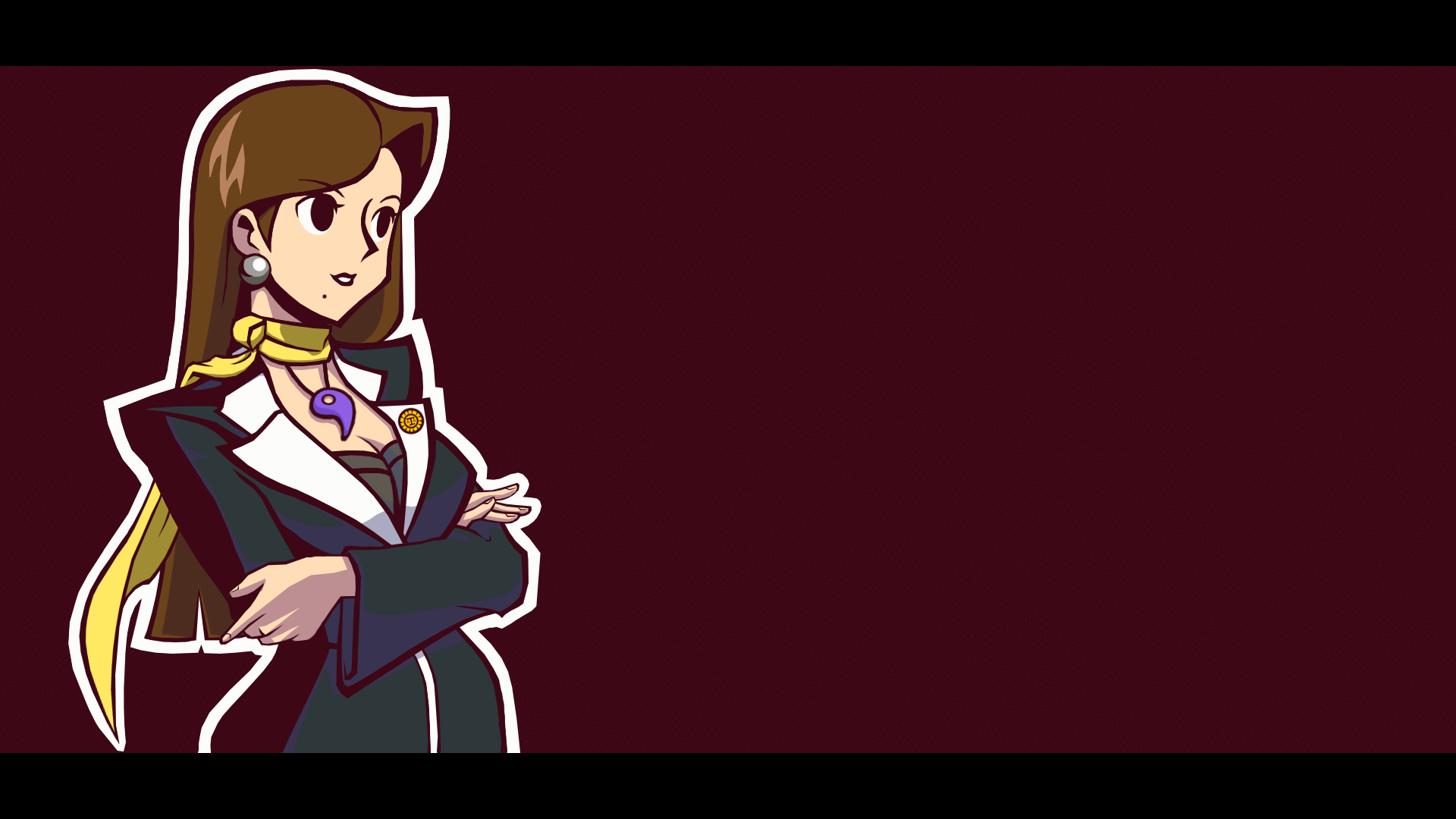 Ace Attorney Mia Fey Video Games Video Game Girls Red Background Purple Background Scarf Jacket Cros 1920x1080