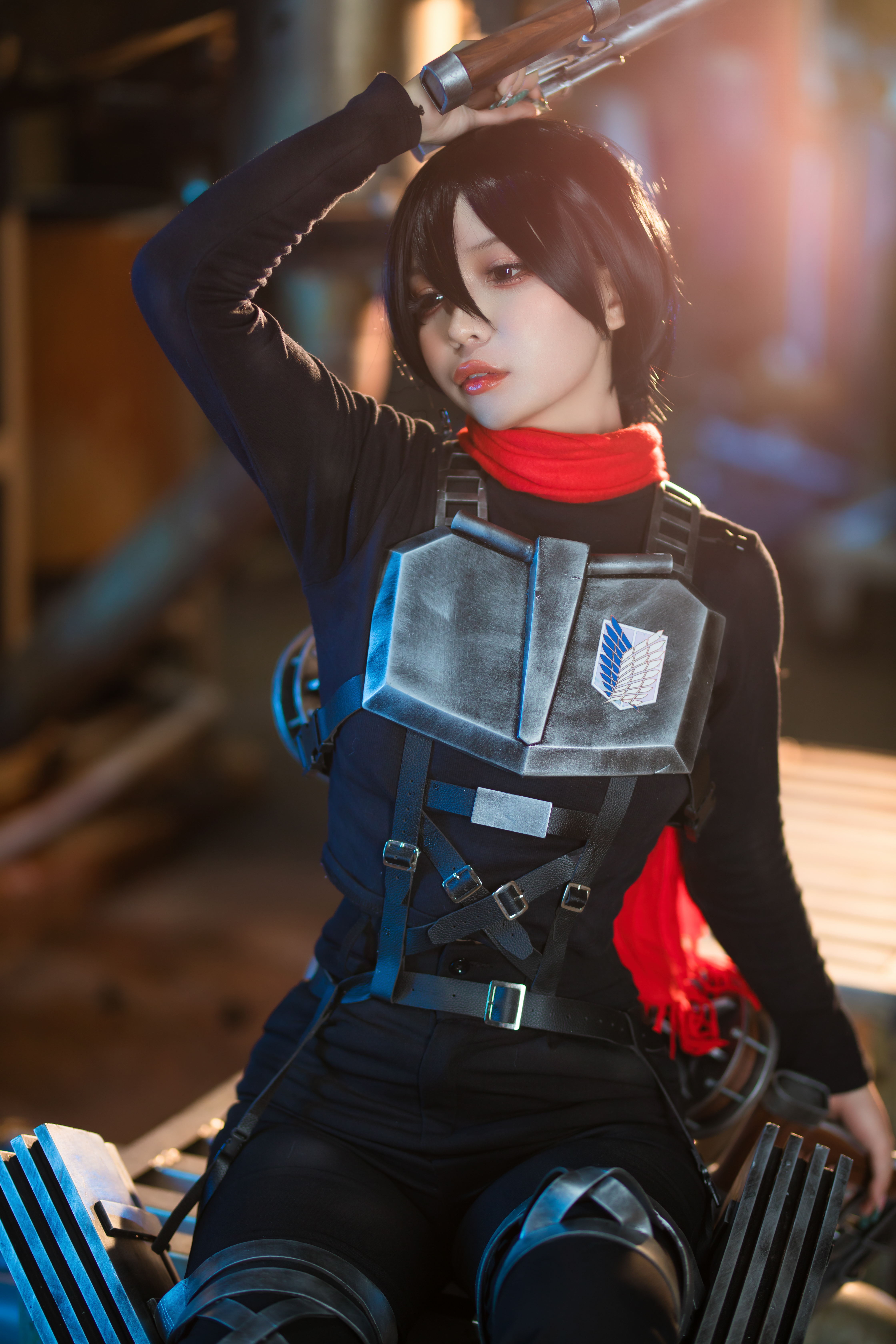 Women Model Asian Cosplay Mikasa Ackerman Shingeki No Kyojin 4480x6720