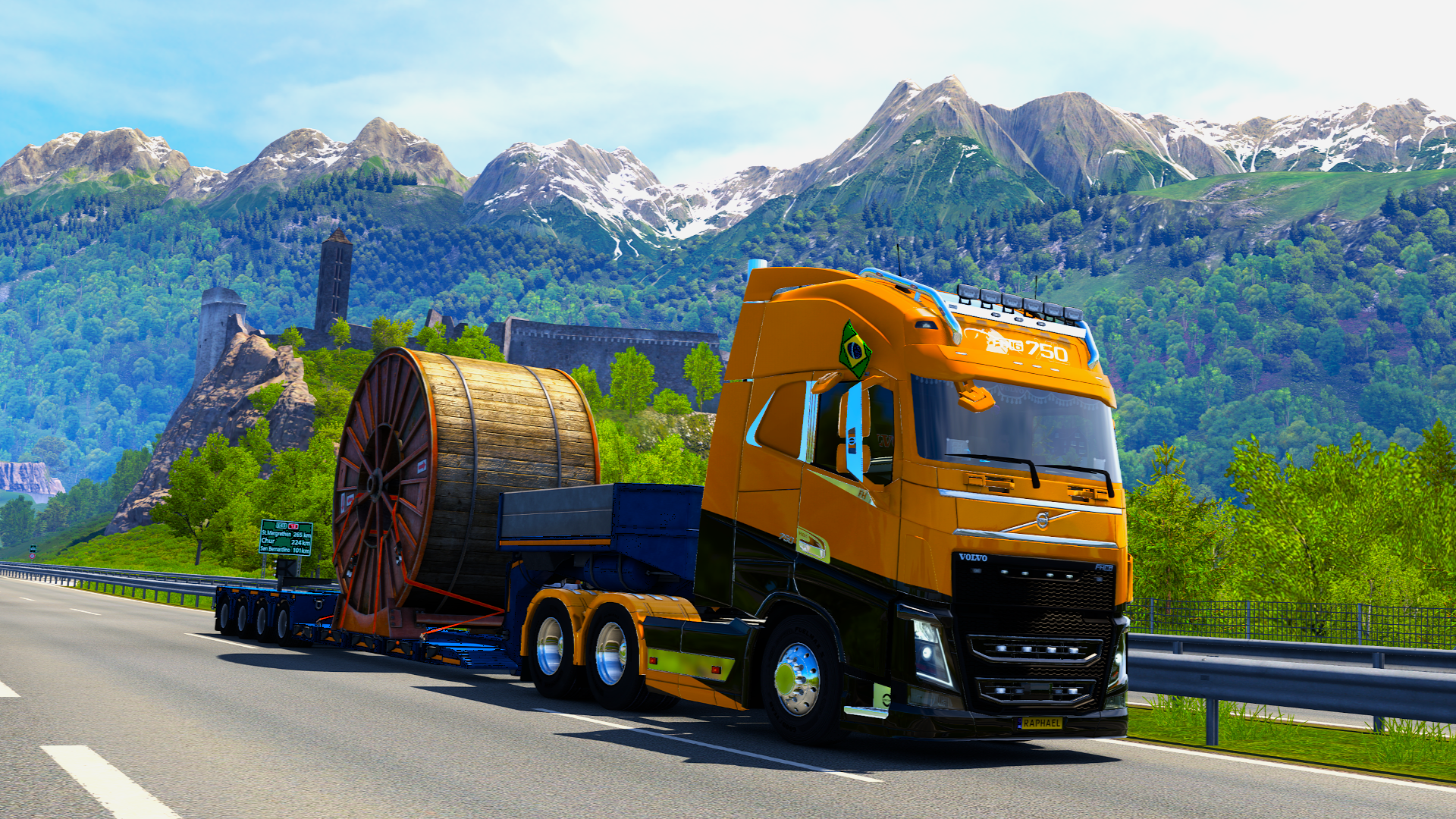 Euro Truck Simulator 2 Skin FBTC VTC FBTC Mountain Pass Juval Castle Medieval Italy Mountain View SC 1920x1080