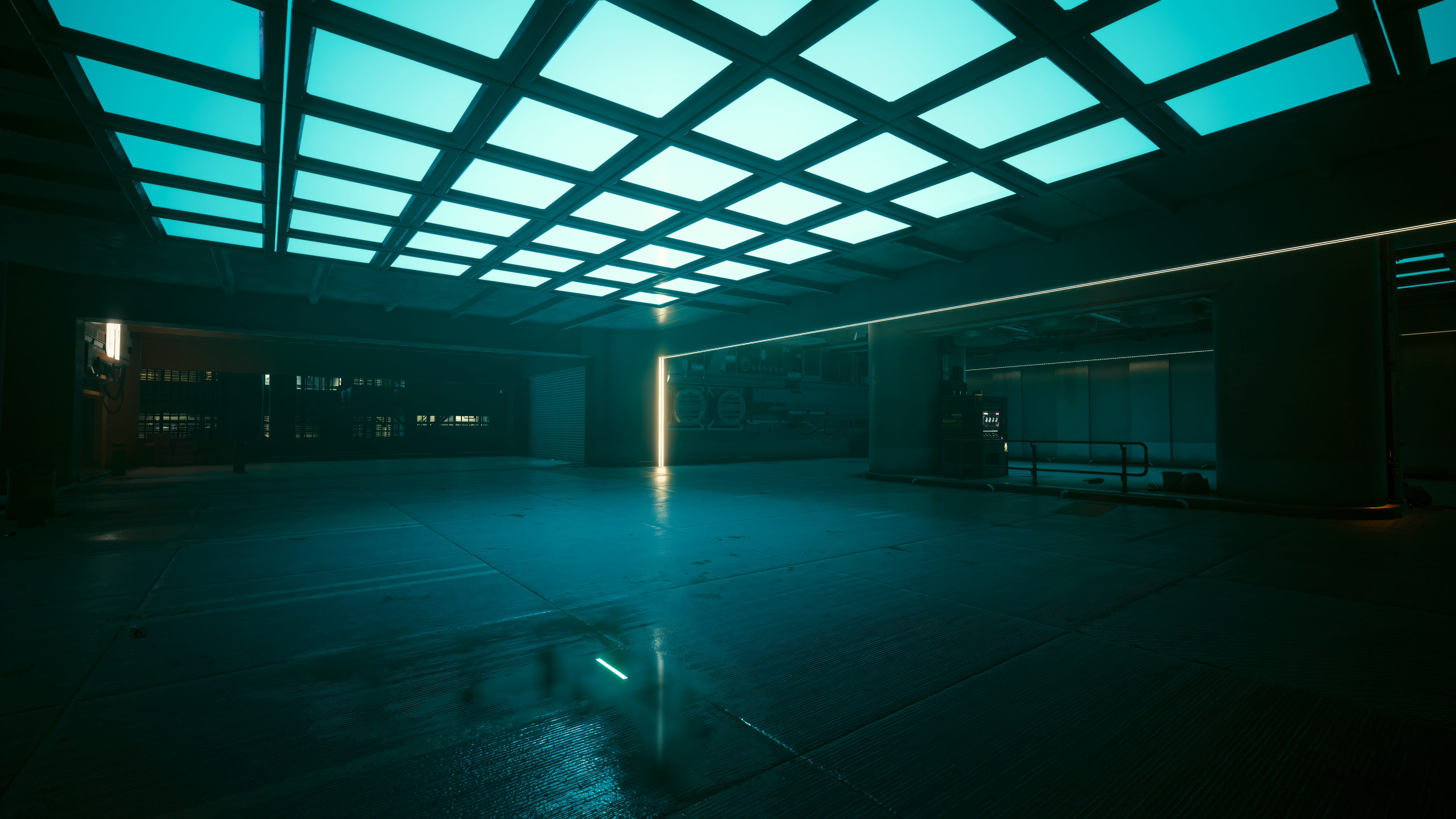Cyberpunk Hangar Futuristic Futurism Dark Neon Video Game Art Video Games Fictional Countries Cyberp 3840x2160