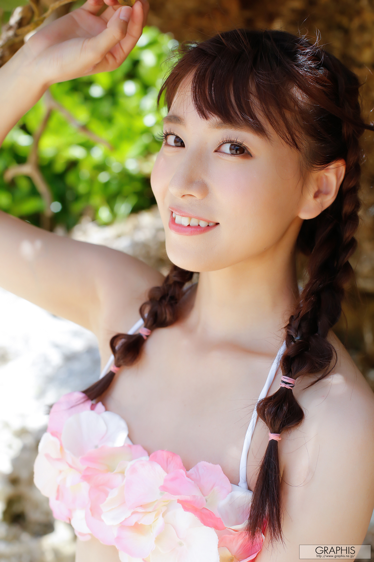 Japanese Women Women Brunette Asian Smiling Twintails Braids Portrait Display 1280x1920