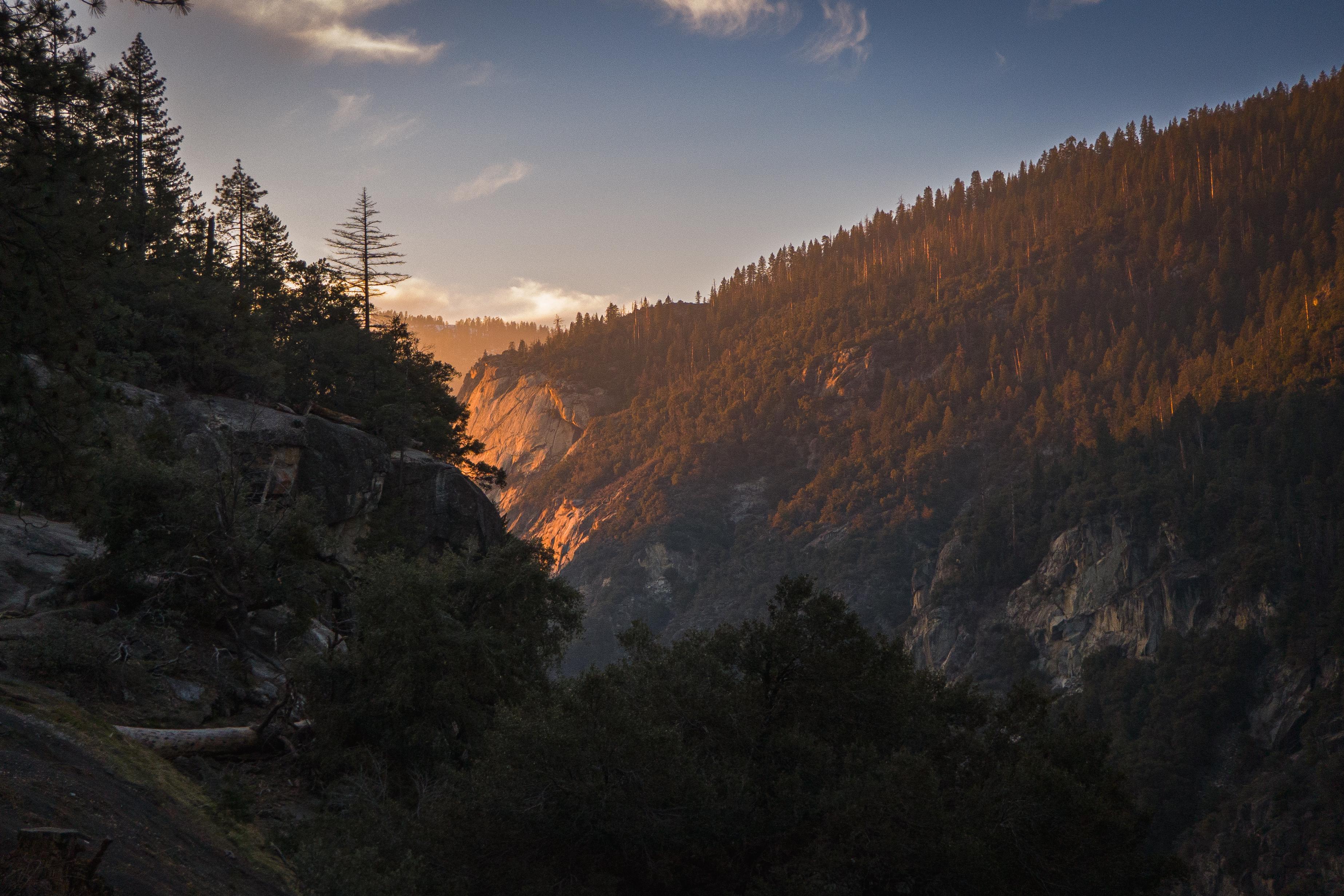 Yosemite National Park California USA Valley Forest Cliff Nature Mountains Landscape Sunset 3693x2462