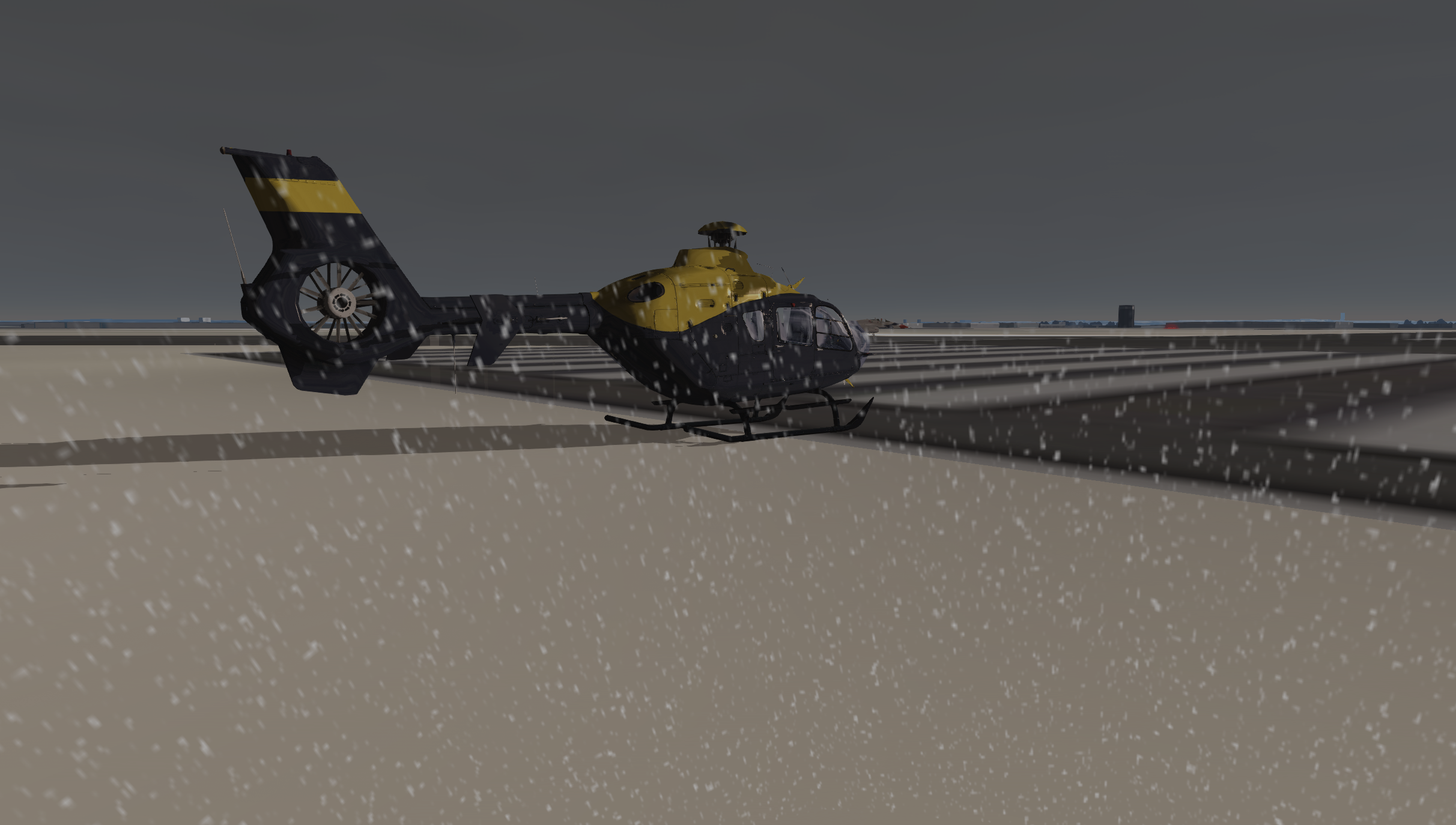 Aircraft Helicopters Night Snow Scenery Rain Snowing Clouds Overcast Runway Eurocopter EC135 Environ 2424x1374