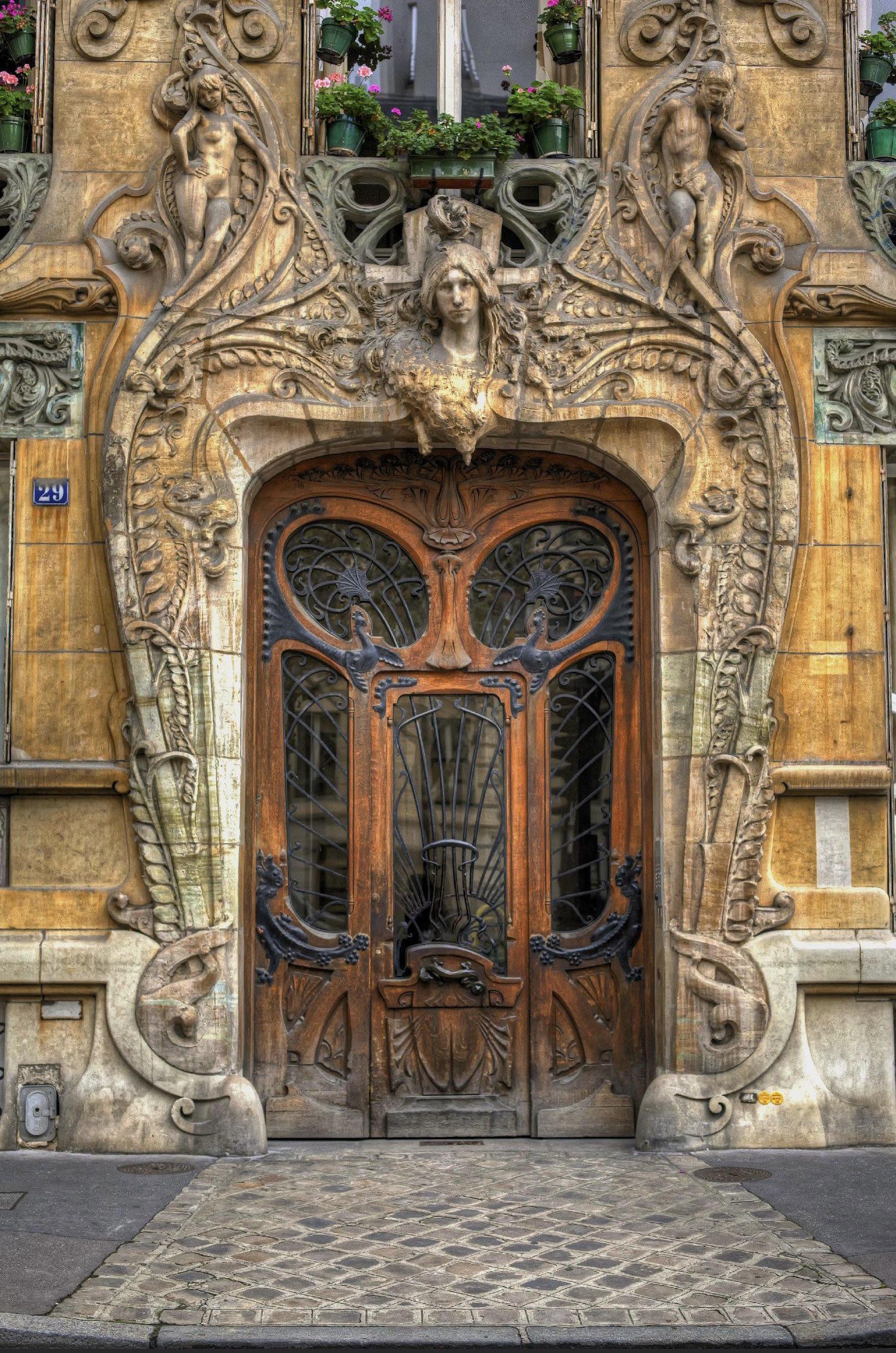 Architecture Building Old Building Art Nouveau Door Portrait Display Sculpture Artwork Paris France 1486x2243