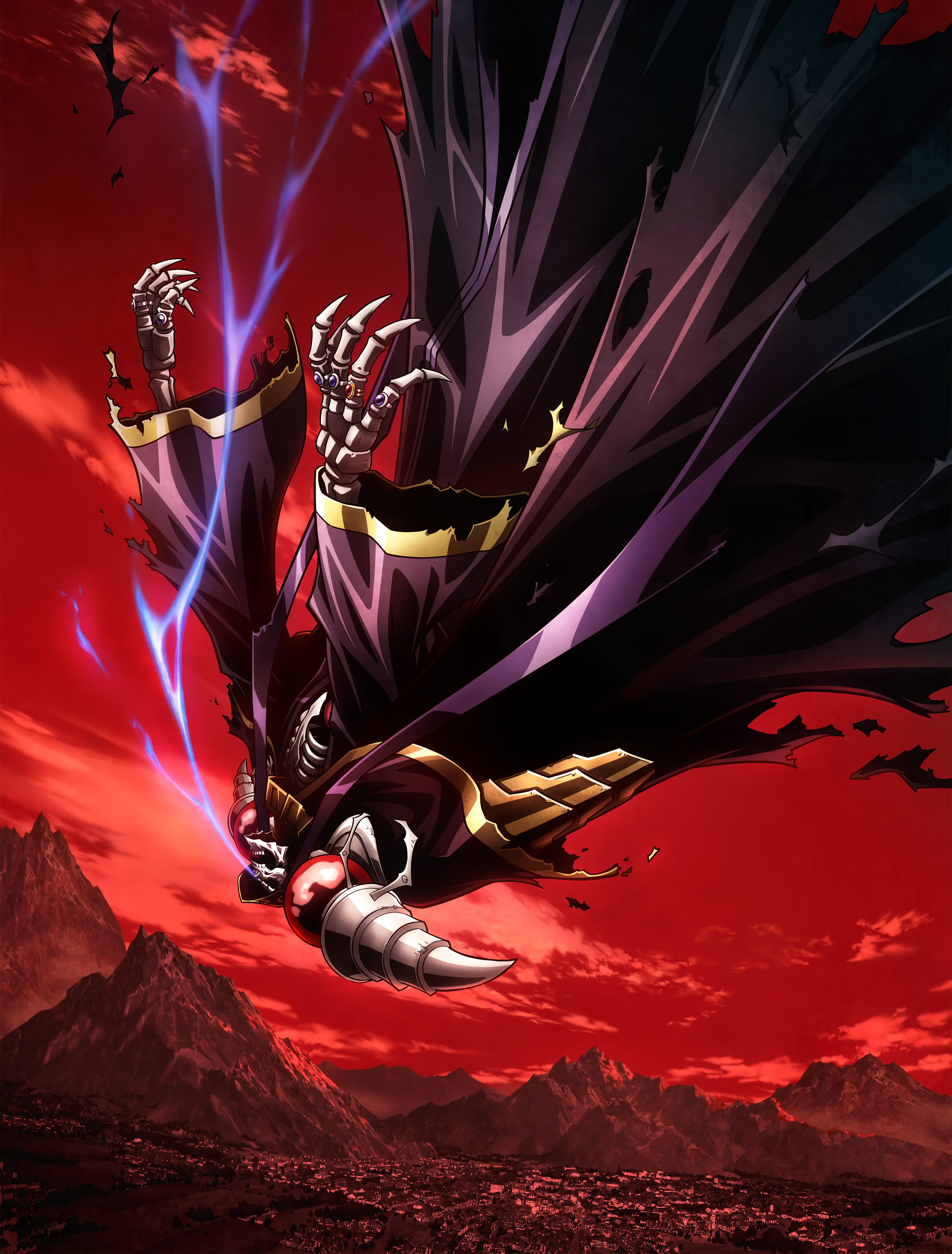 Anime Overlord Anime Ainz Ooal Gown Red Sky Bones Falling Black Clothing 3000x3950