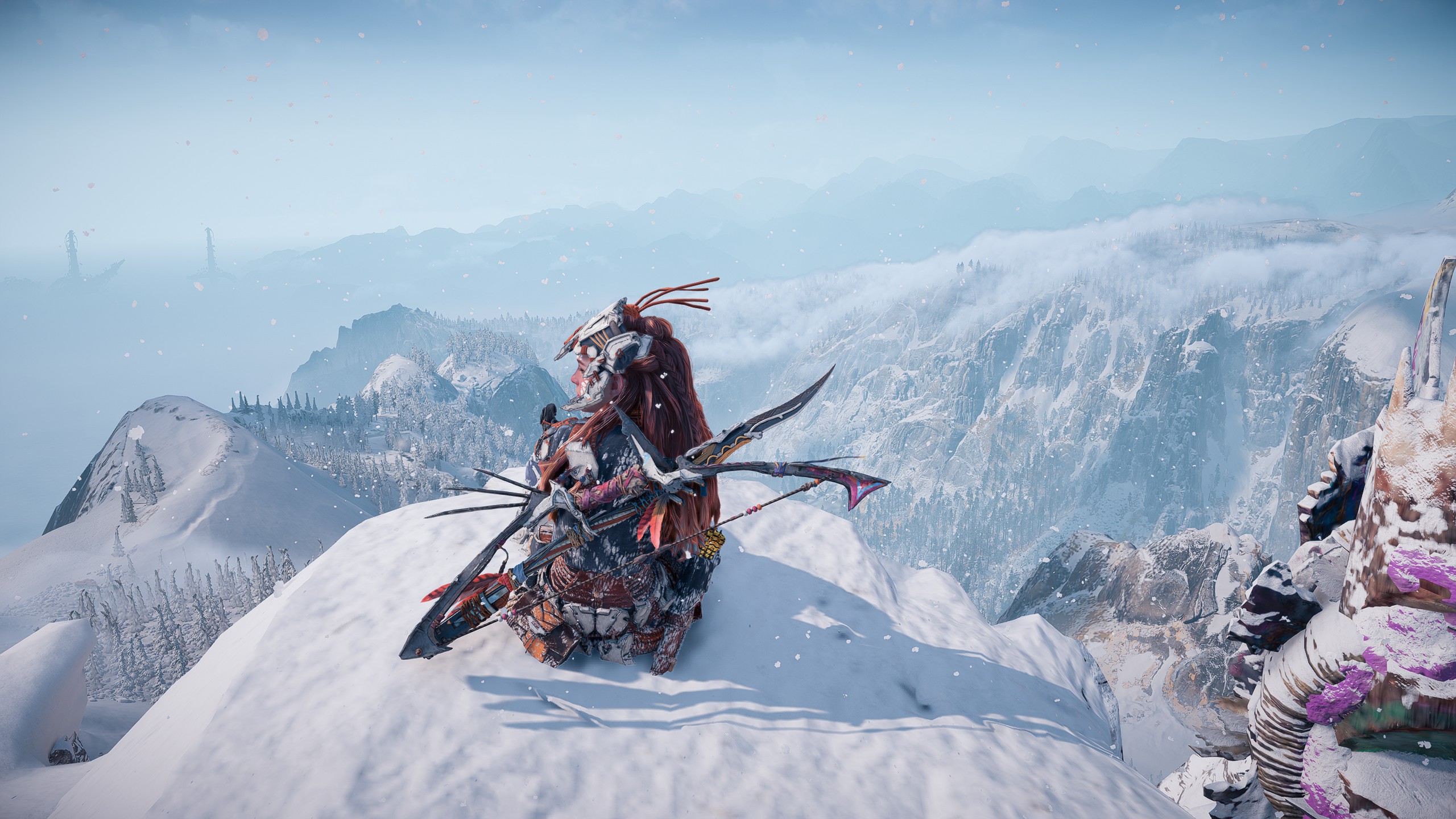 Aloy Horizon Forbidden West Video Game Characters Video Game Girls Snowy Mountain 2560x1440