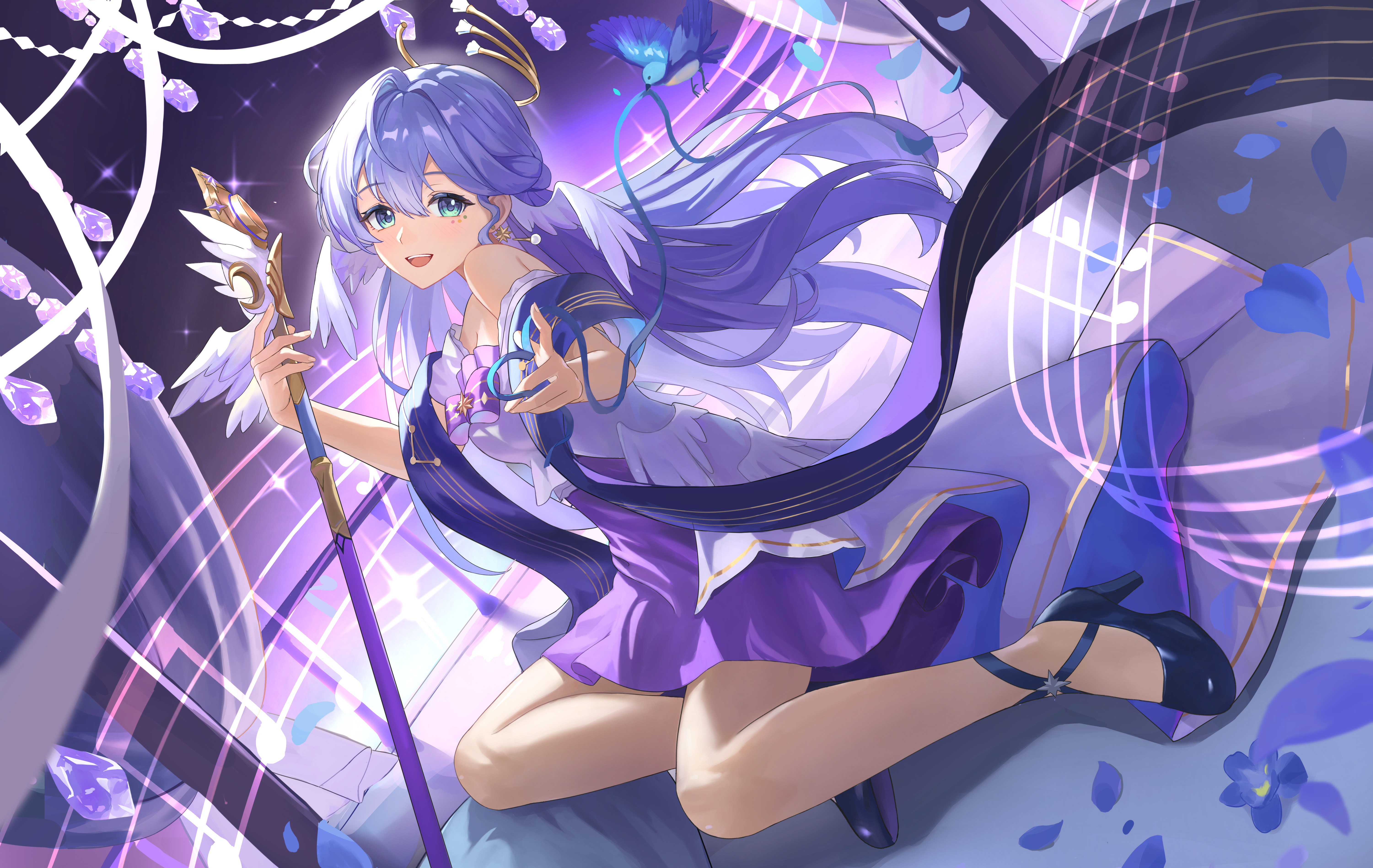 Anime Anime Girls Purple Hair Birds Robin Honkai Star Rail 6003x3798
