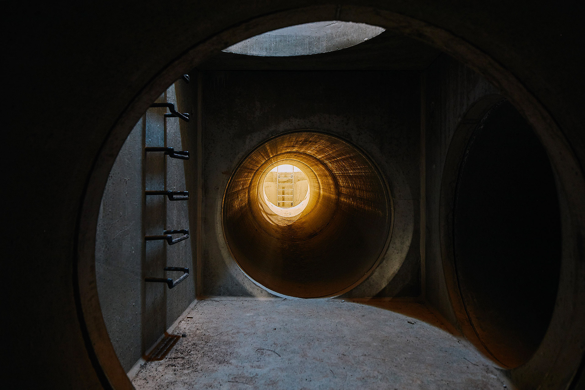 Architecture Interior David Alrath Sewers Lights Steps Tunnel Underground Circle 1920x1280