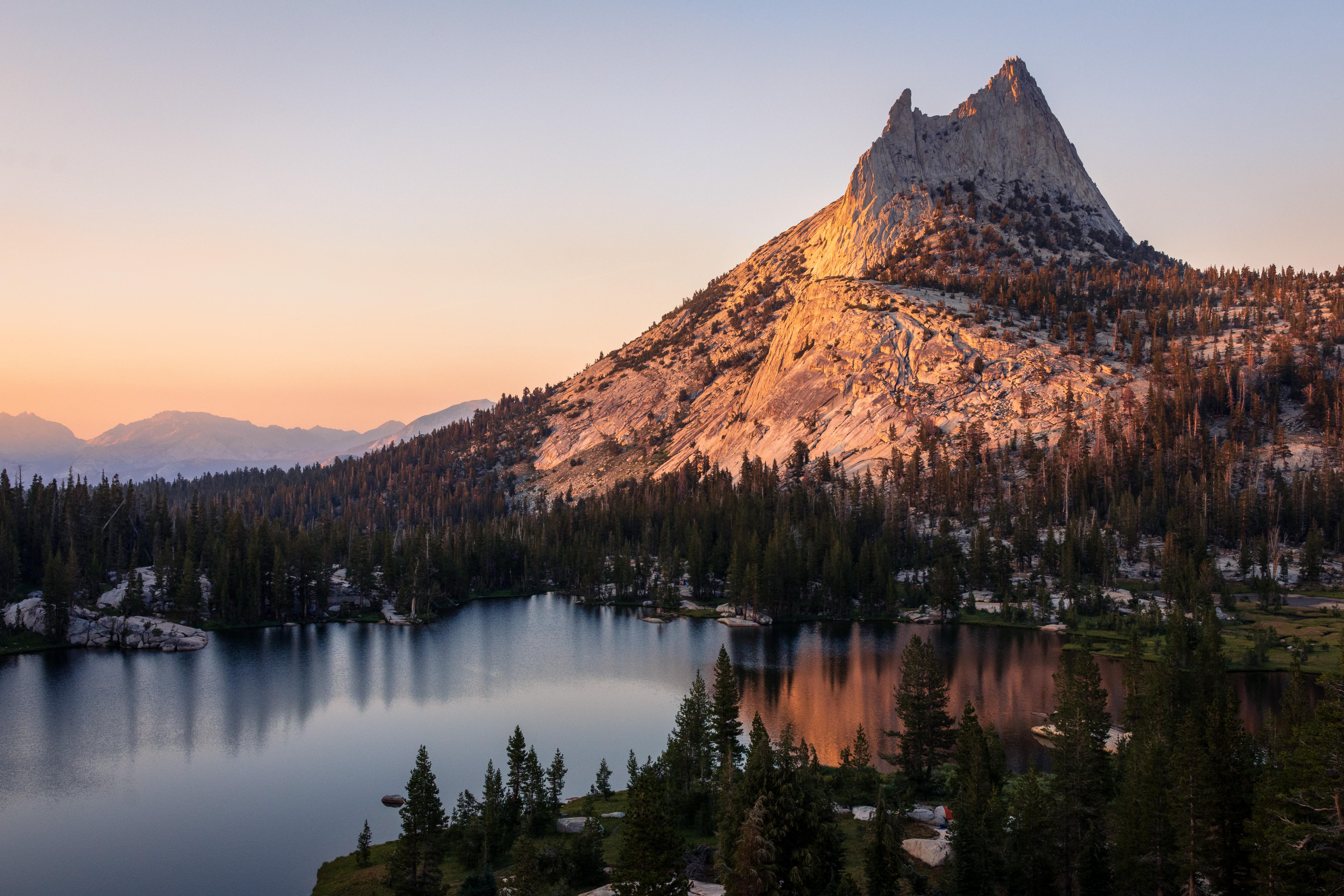 Forest Landscape Nature Mountains Lake Yosemite National Park California USA North America Sunset Pi 6960x4640