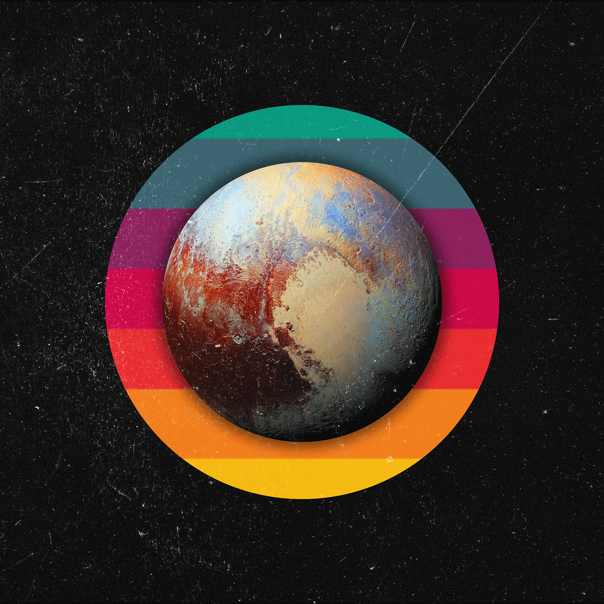 Pluto Planet Capture Photography Rainbow Glare Digital Art Minimalism Simple Background Stars 2000x2000