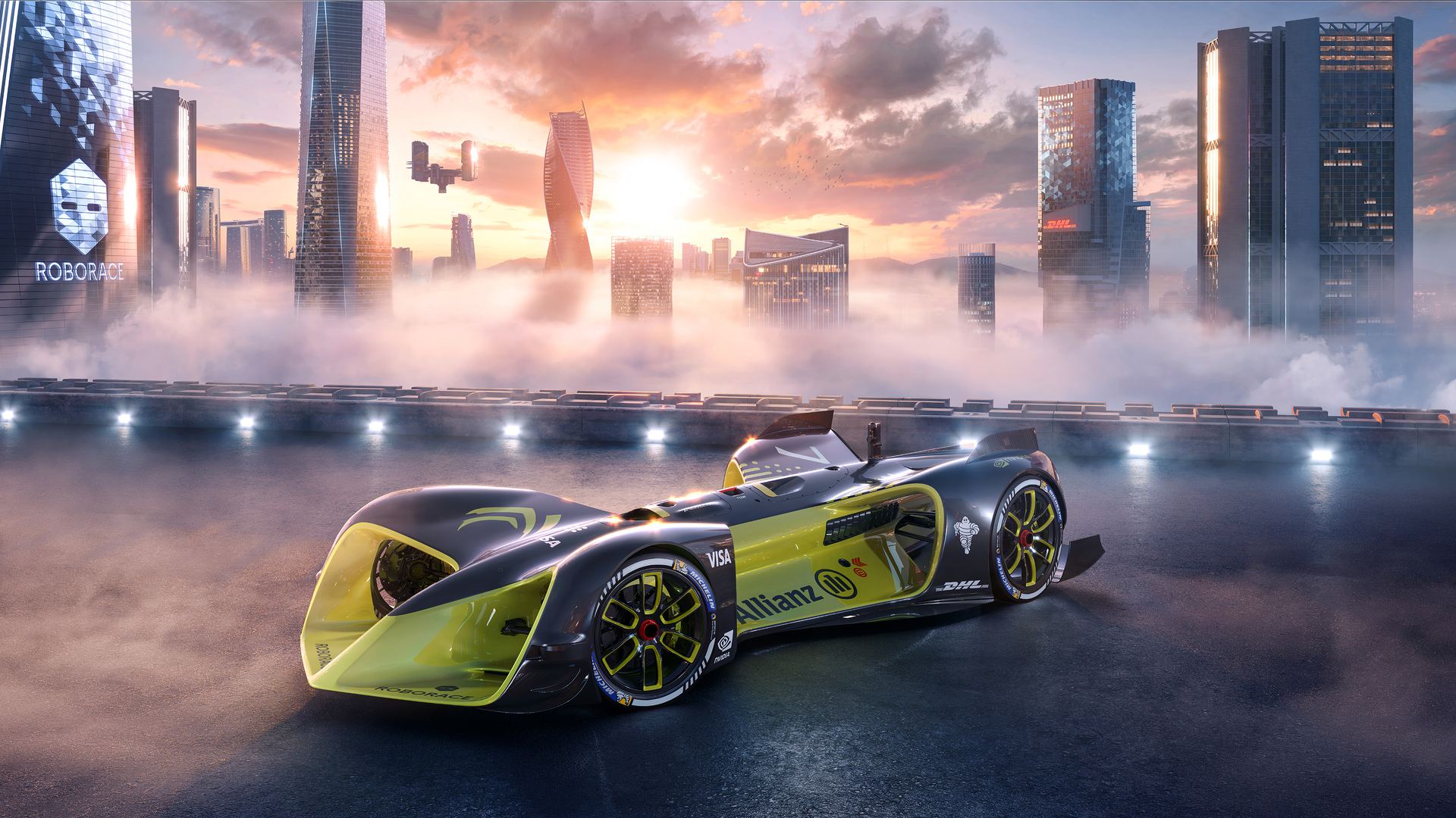 Nvidia Futuristic Vehicle Digital Art Car CGi Robot Race Cars Prototypes RoboRace 1920x1080