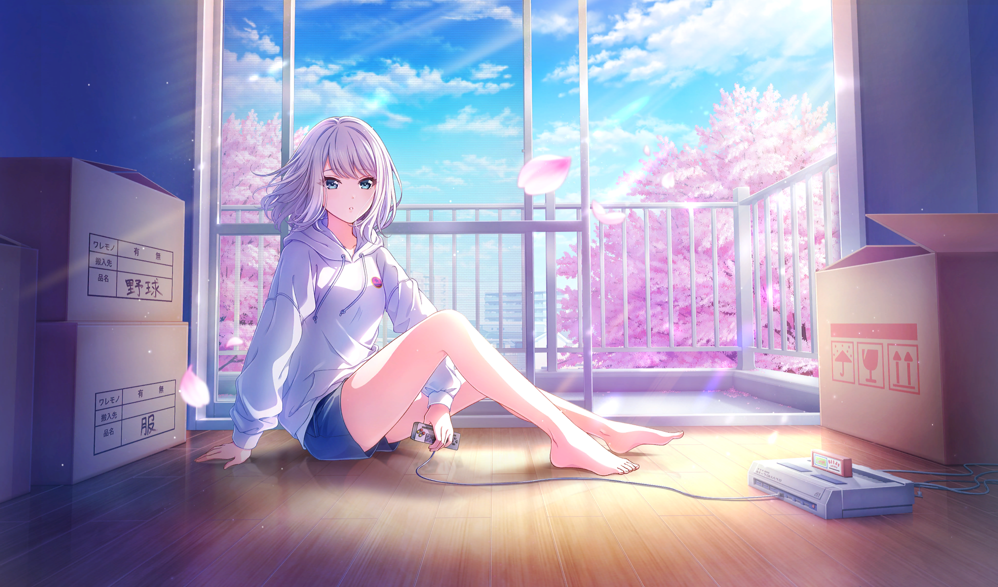 Anime Girls Sunlight Cherry Blossom 2048x1205