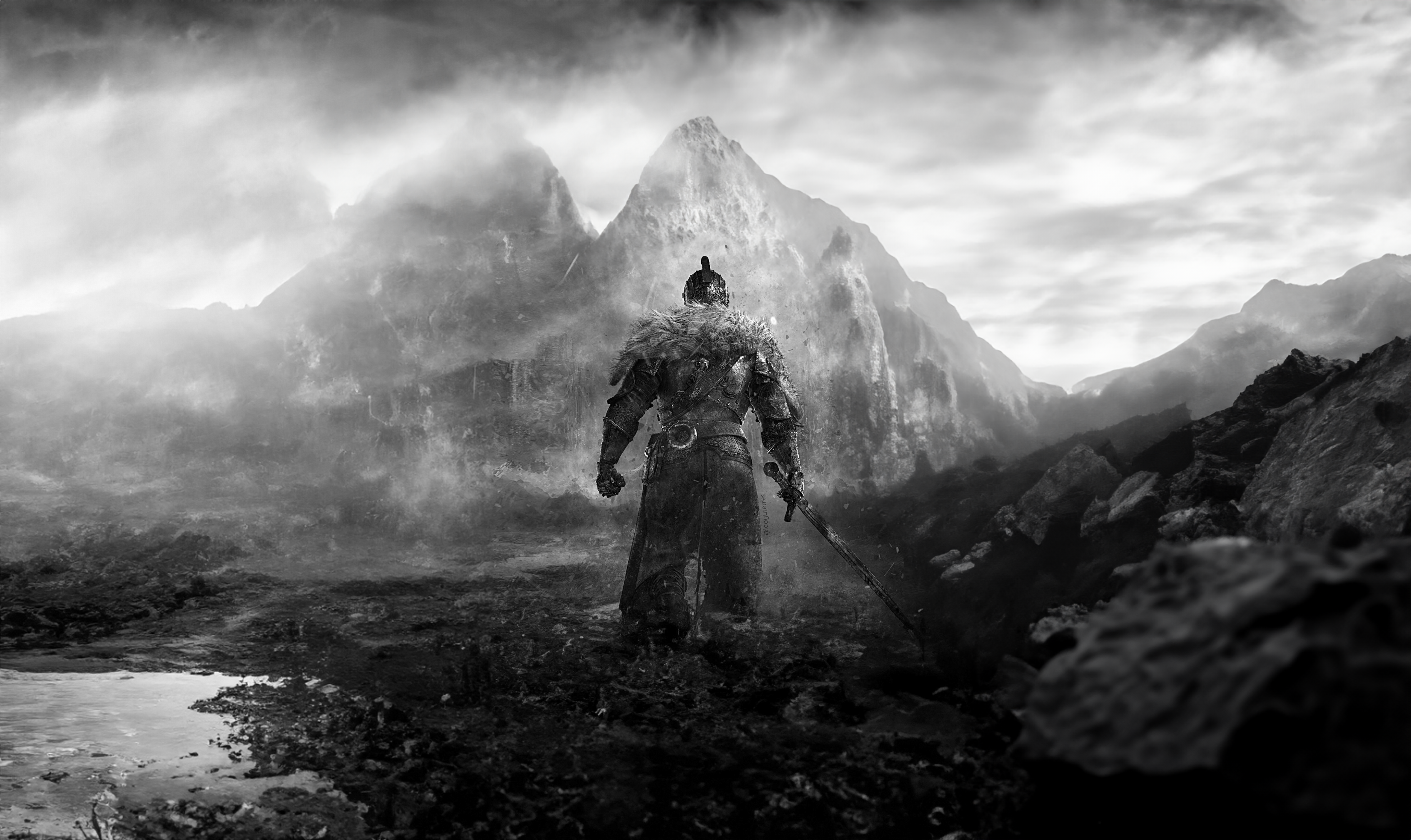 Dark Souls Dark Souls Ii Warrior Sword Mountains Mist Video Games 4798x2858