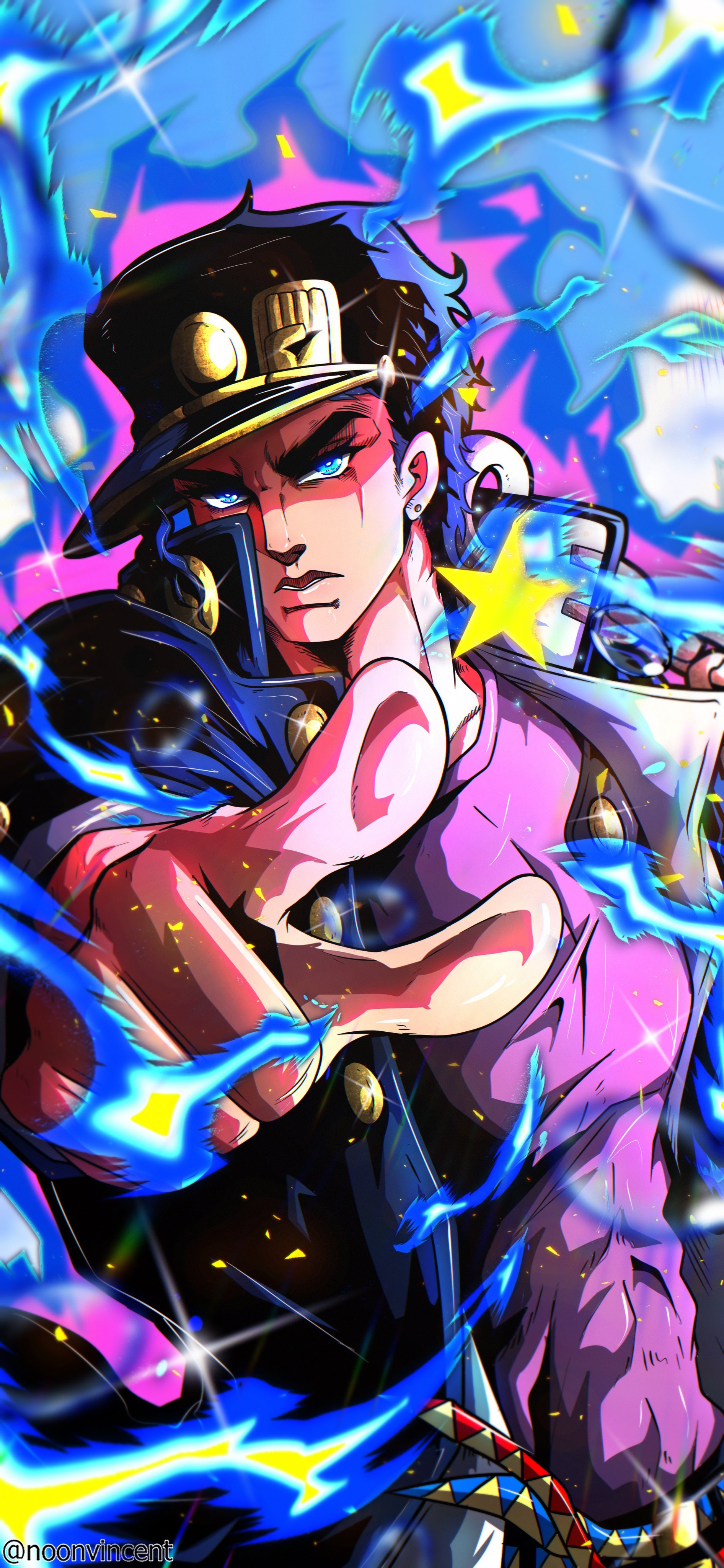 Jotaro Kujo Vincentnoon Jojos Bizarre Advanture JoJos Bizarre Adventure Anime Boys Blue Eyes 1892x4096