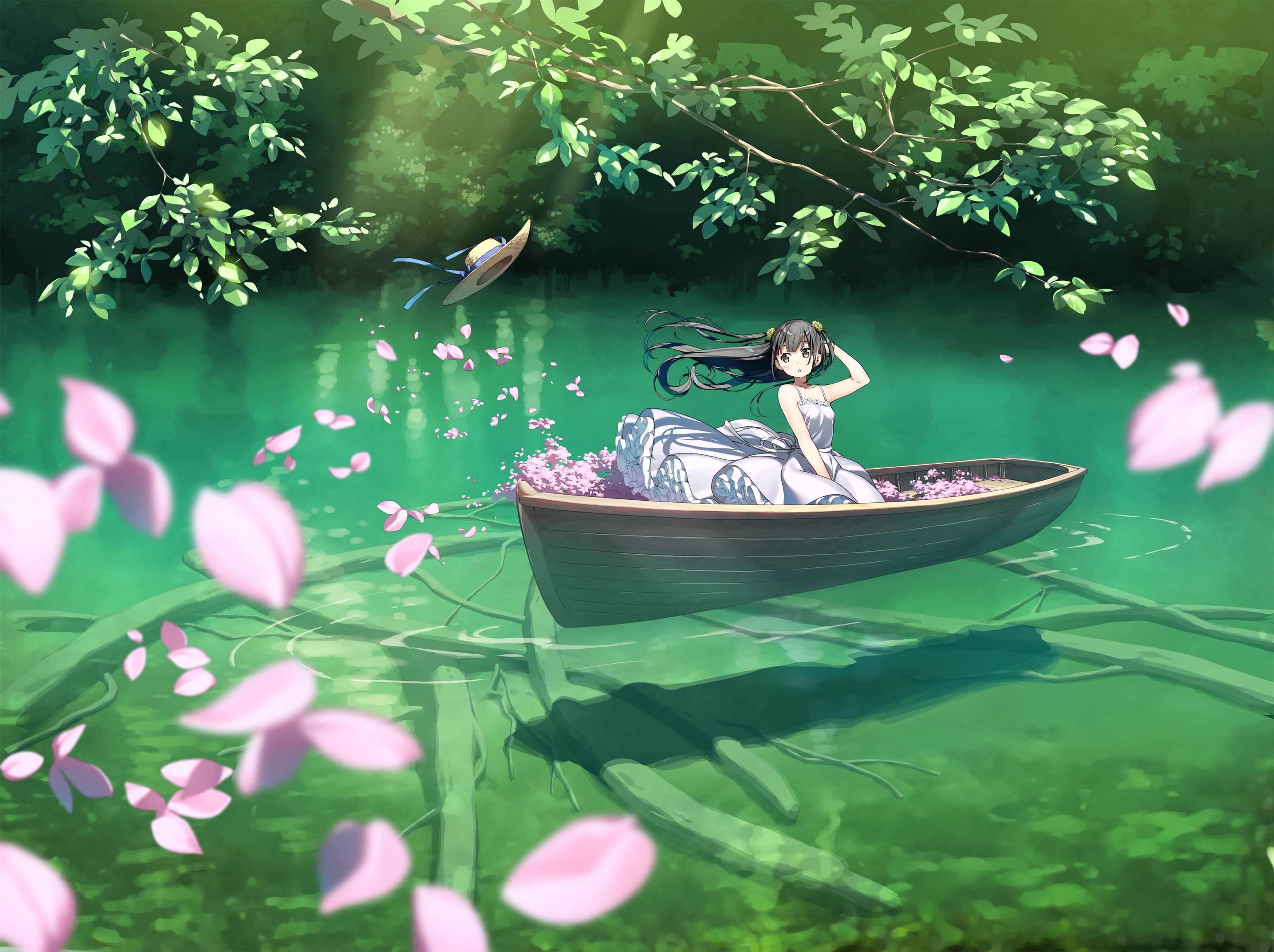 Kantoku Anime Girls Boat Petals Hat 3000x2242
