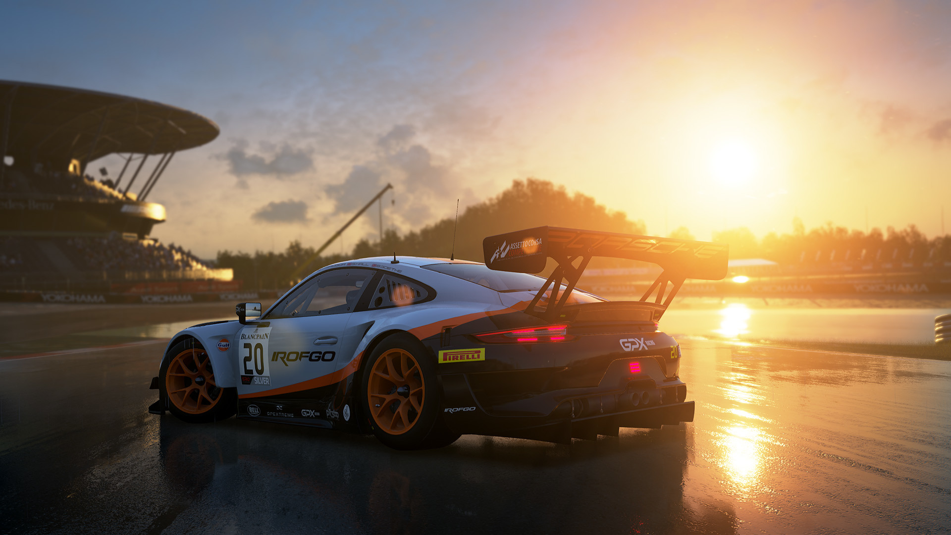 Porsche Porsche 911 Race Cars Sunset Sunrise Widebody Assetto Corsa Video Games Kunos Simulazioni 50 1920x1080