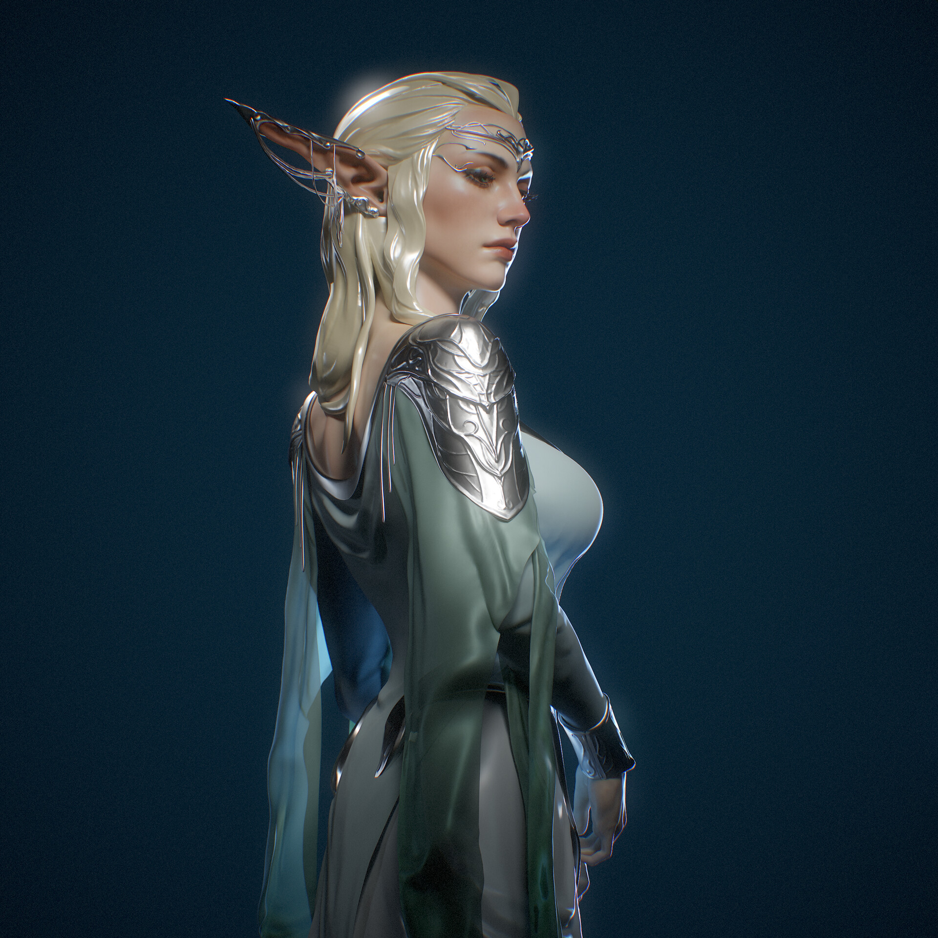 Artwork Digital Art Simple Background Elves Anh Tran CGi 1920x1920