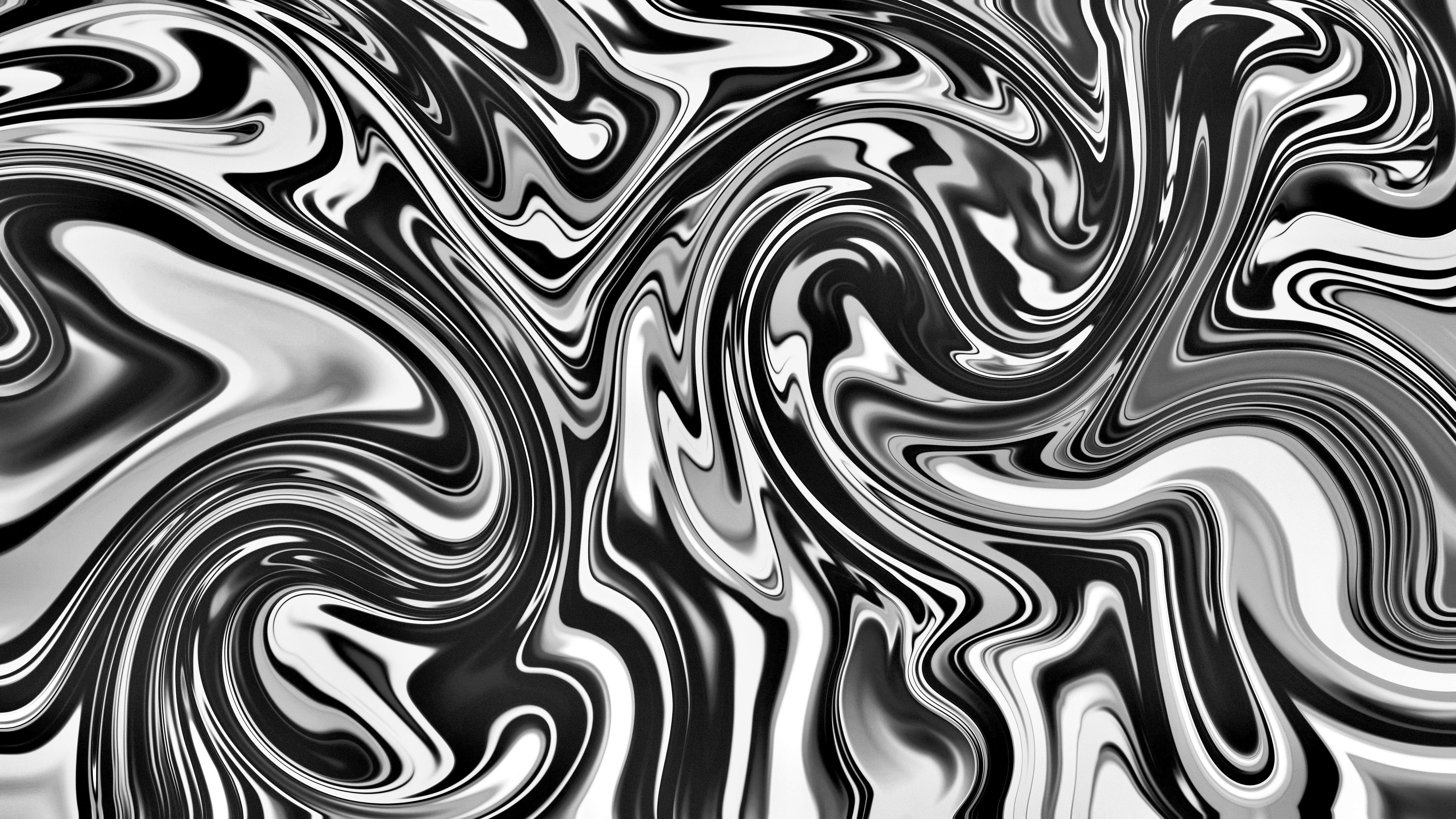 Monochrome Digital Art Fluid Swirls Pattern Texture 3D Abstract 6012x3382