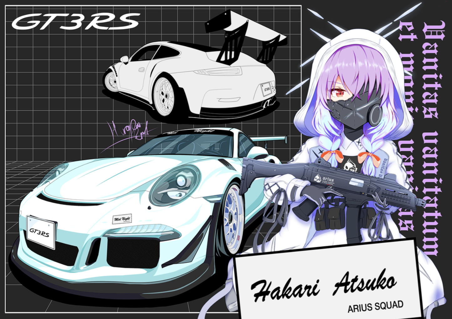 Anime Artwork Anime Girls Blue Archive Hakari Atsuko Blue Archive Porsche Porsche 911 1444x1020