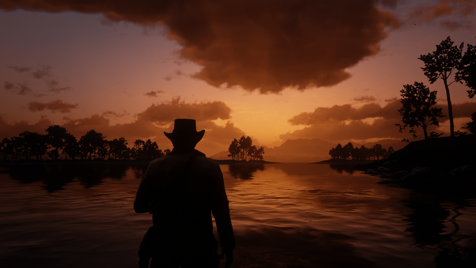 Red Dead Redemption 2 Clouds Arthur Morgan Sunset 1920x1080