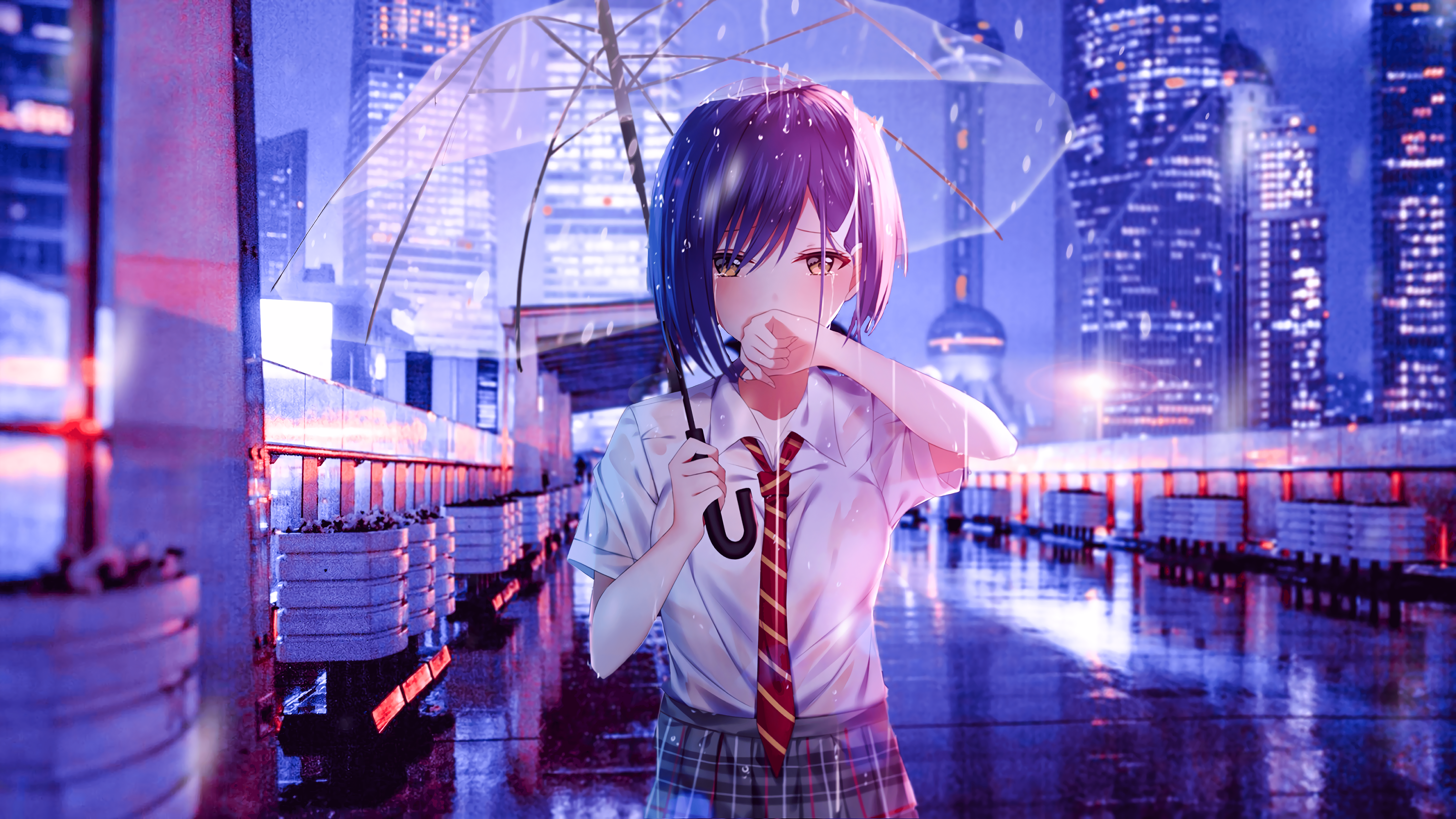 Digital Art Illustration City Lights Ichigo Darling In The FranXX 7680x4320
